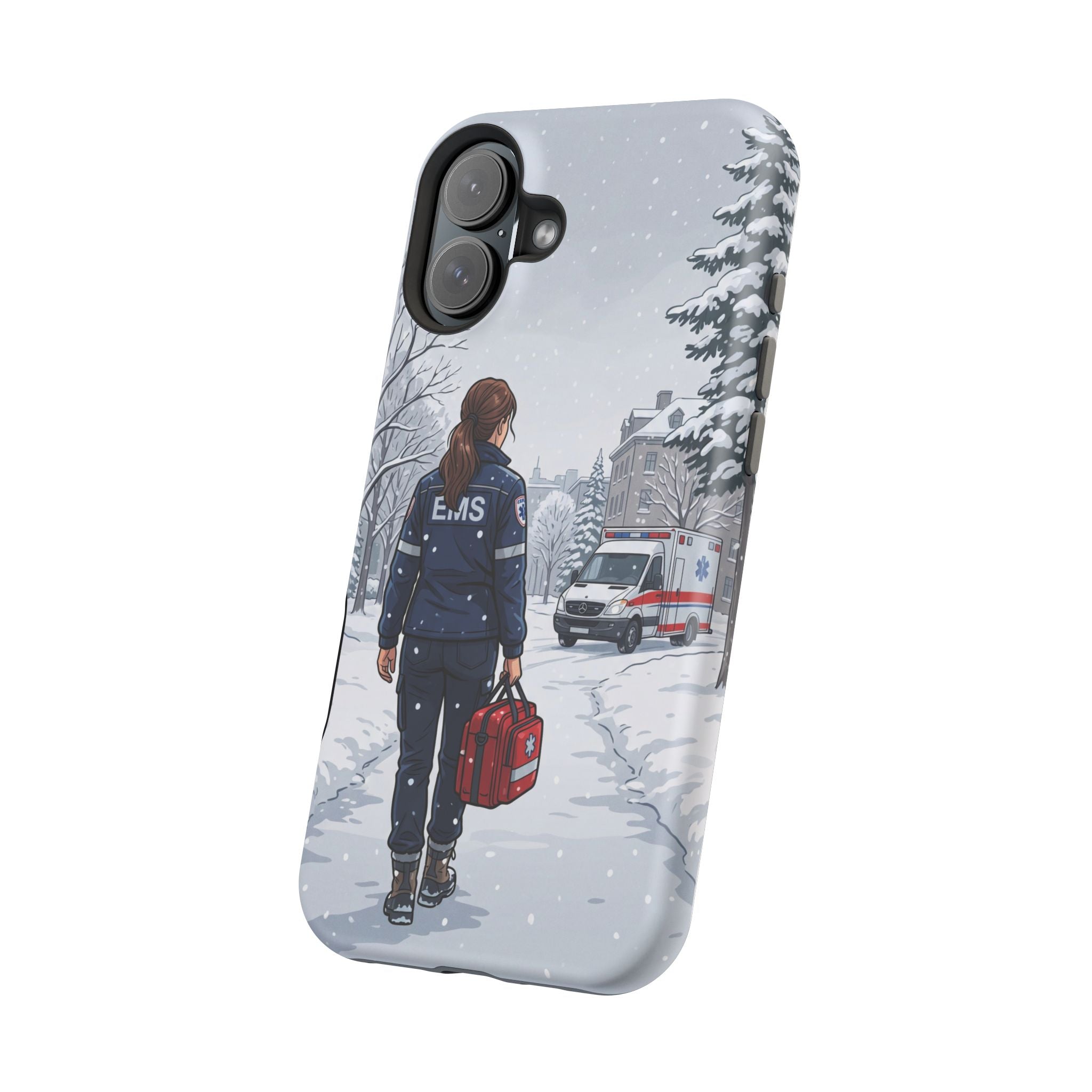 Paramedic/EMT Winter Phone Case — Magnetic Wireless Charging Cover
