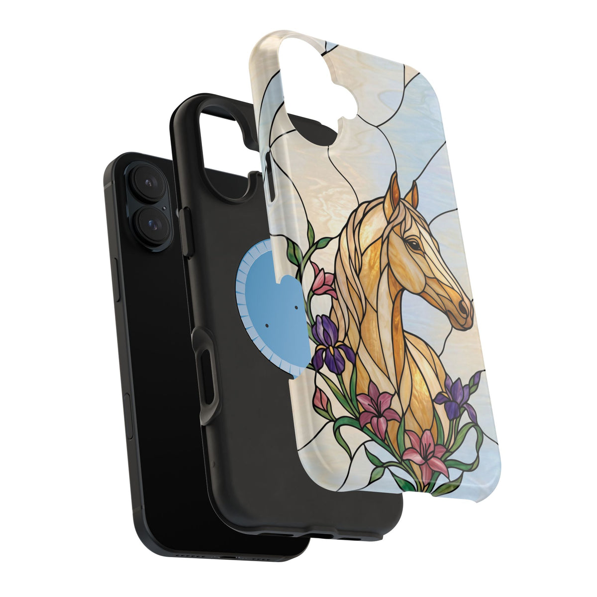 Floral Stained Glass Horse Phone Case — Tough Magnetic Case with Wireless Charging