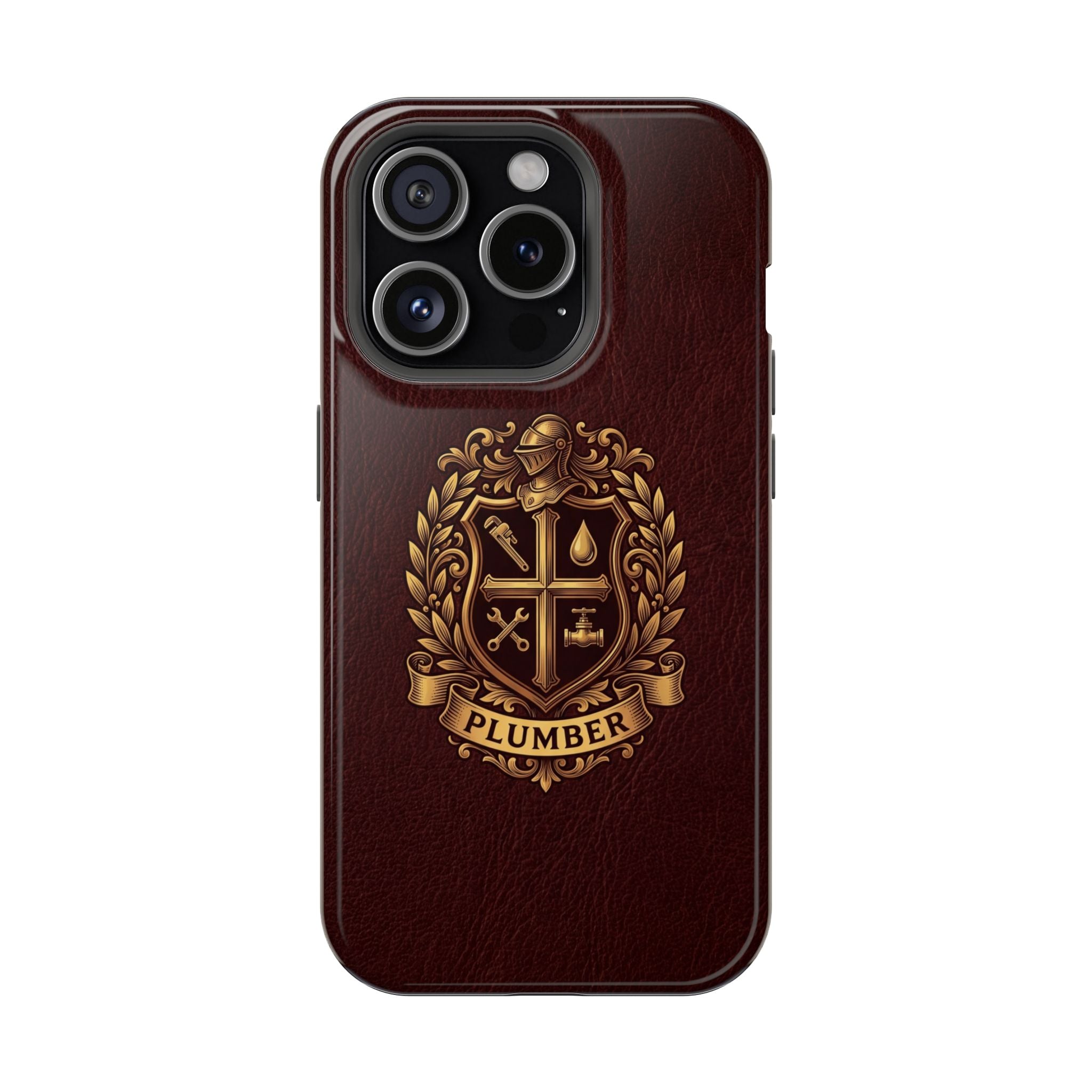 Plumber Crest Phone Case — Heraldic Shield Design Wireless Charging Cover