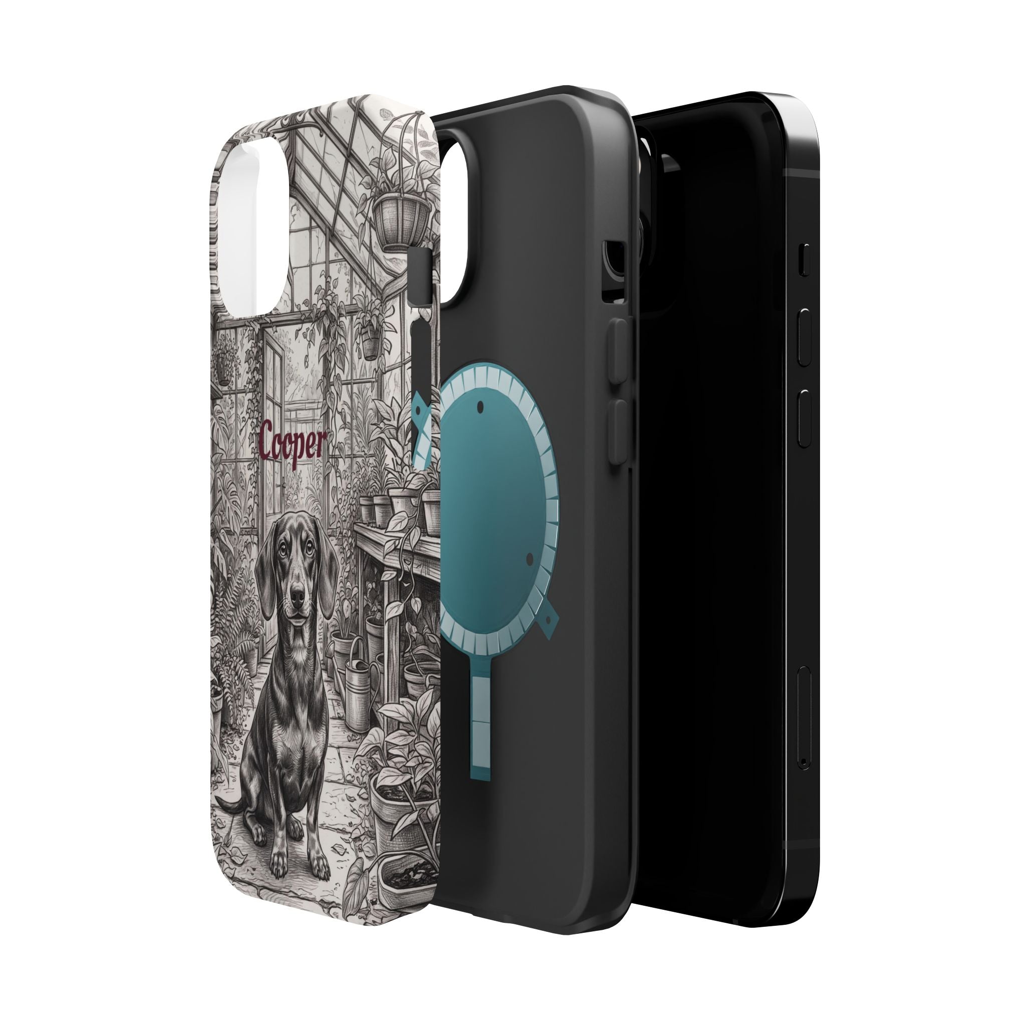 Personalized Dachshund Vintage Greenhouse Phone Case — Wireless Charging Cover
