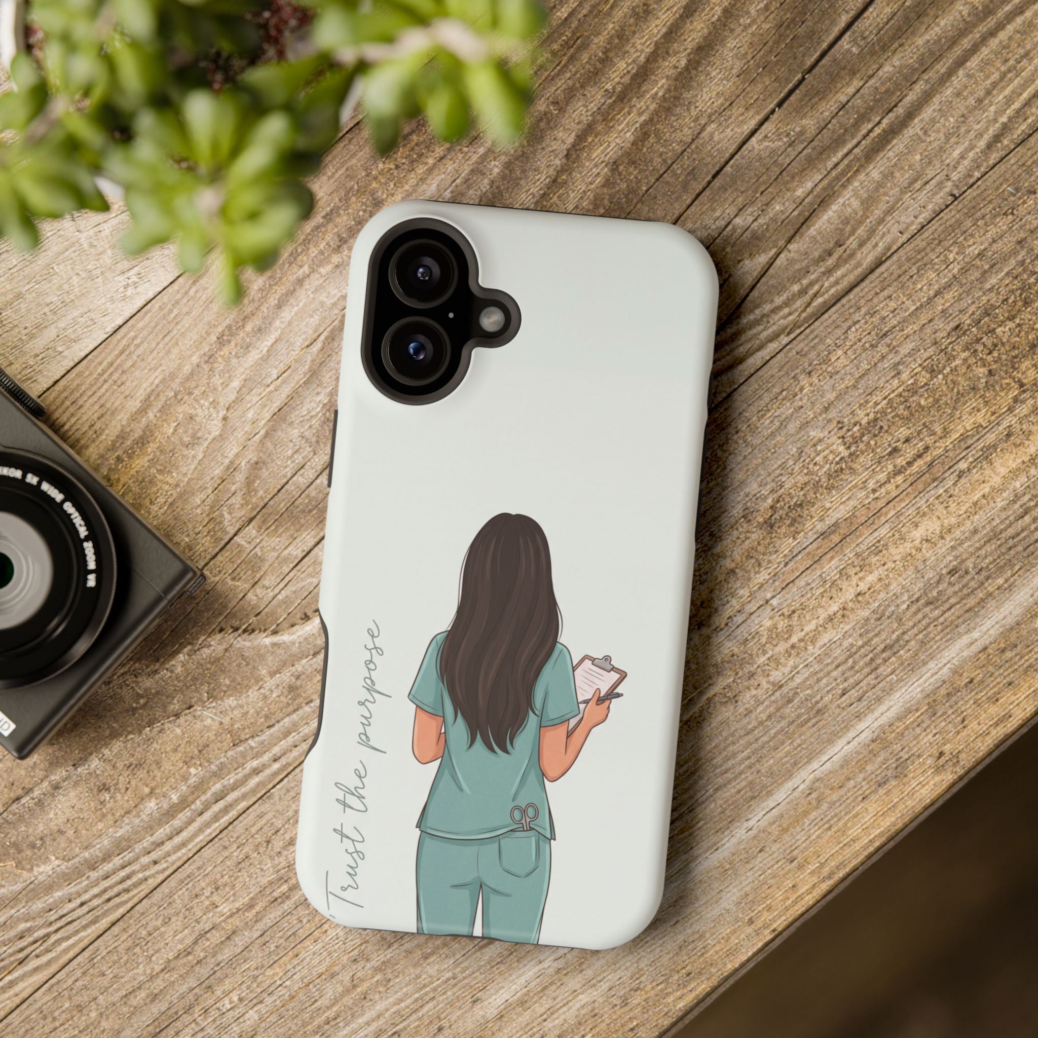 Nurse Illustration Phone Case — Impact-Resistant Wireless Charging Cover