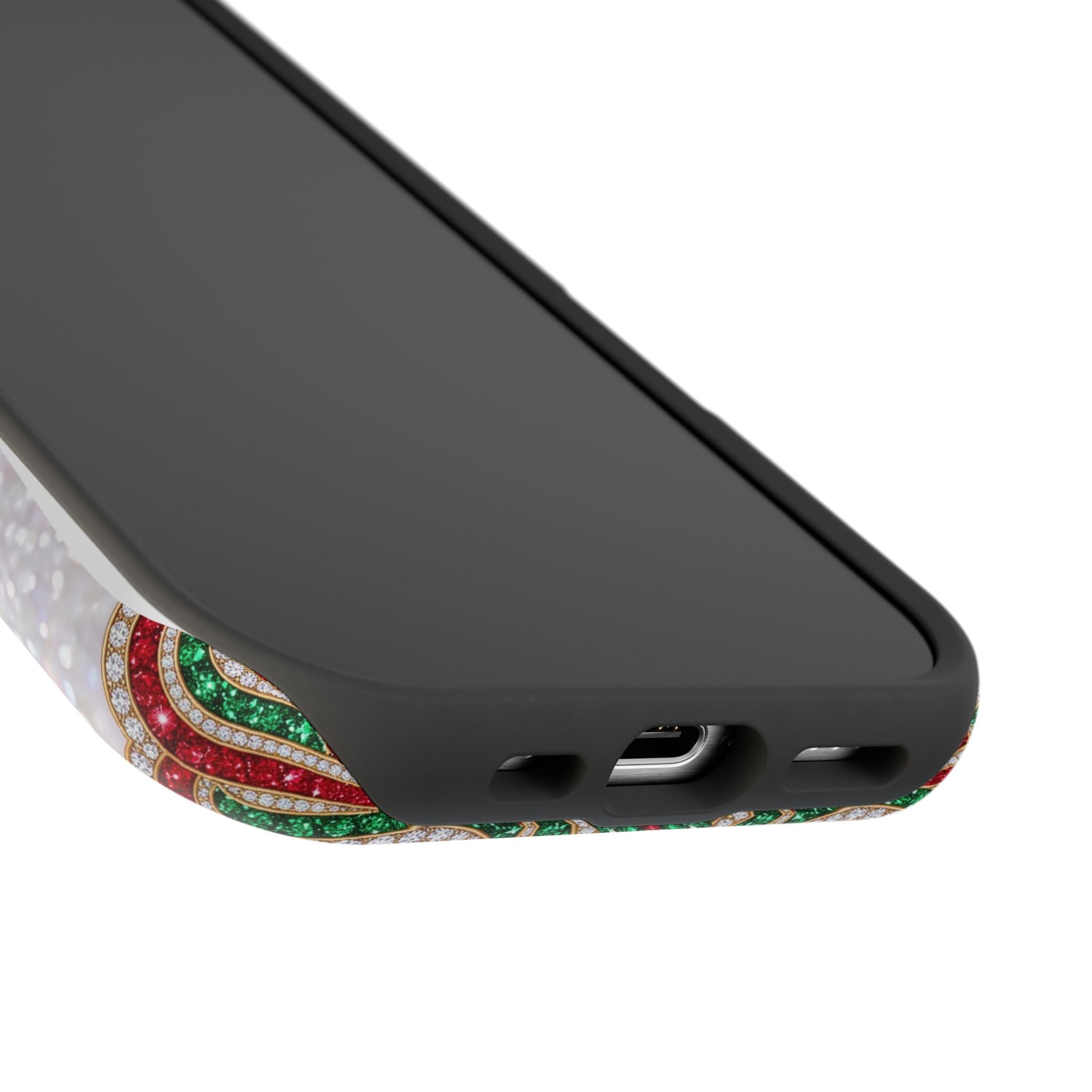 Jeweled Apple Medallion Personalized Teacher Phone Case — Wireless Charging Cover