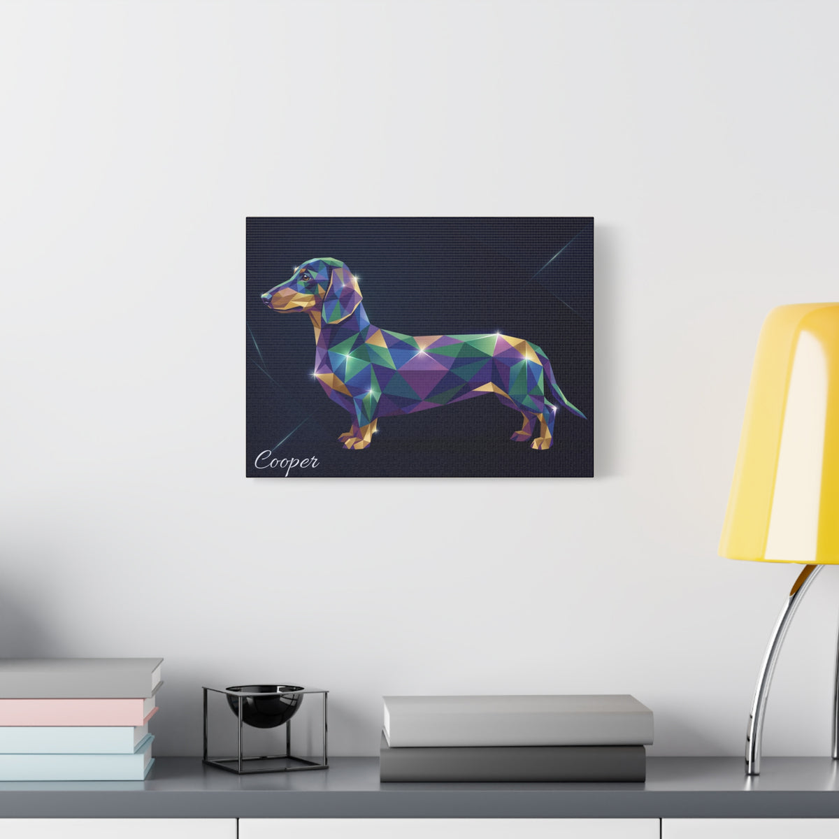 Dachshund Personalized Canvas | Crystal Prism Geometric Wall Art