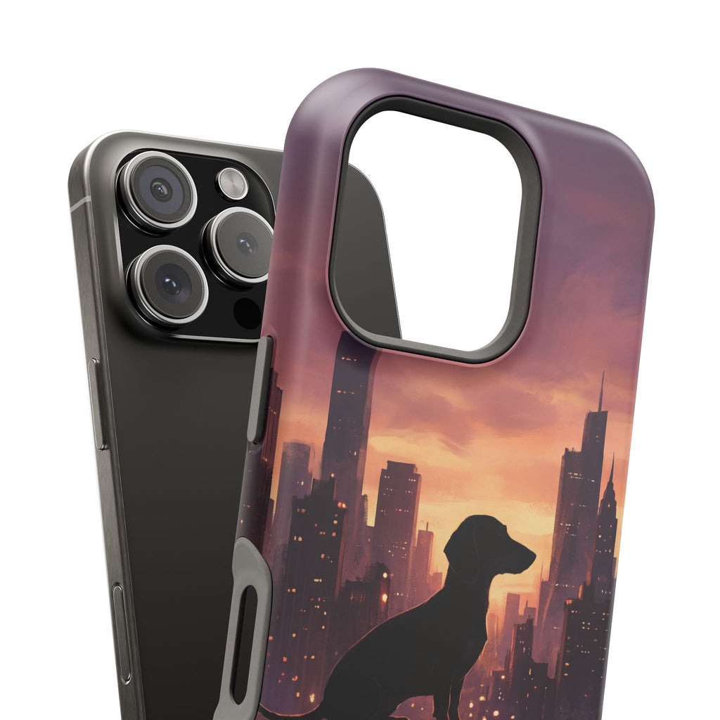 Personalized Dachshund City Skyline Phone Case — Wireless Charging Cover