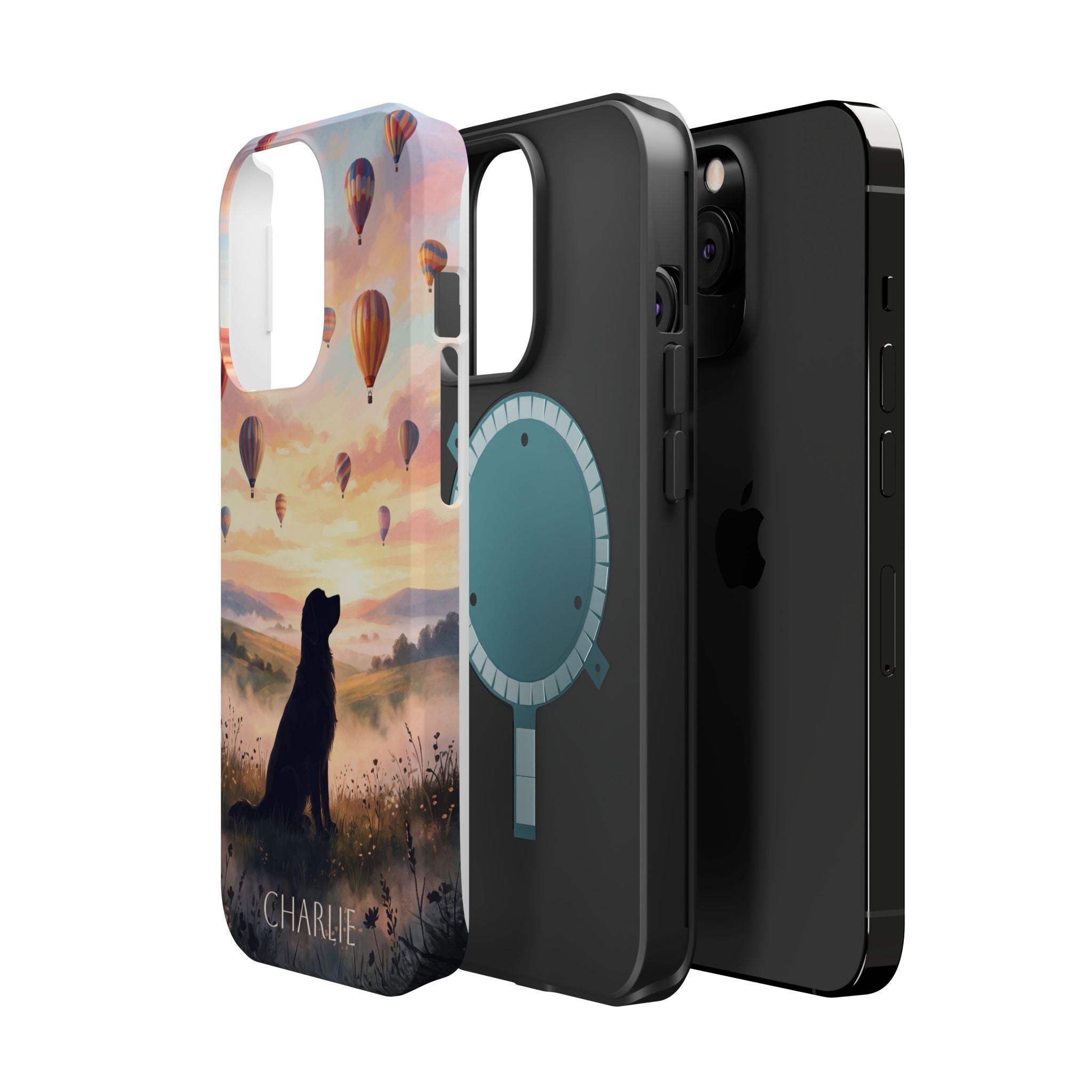 Personalized Golden Retriever Hot Air Balloon Phone Case — Wireless Charging Cover