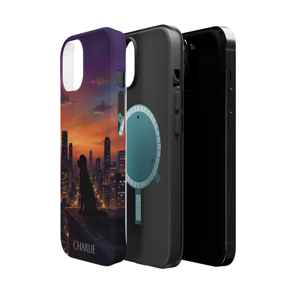 Personalized Golden Retriever City Skyline Phone Case — Wireless Charging Cover