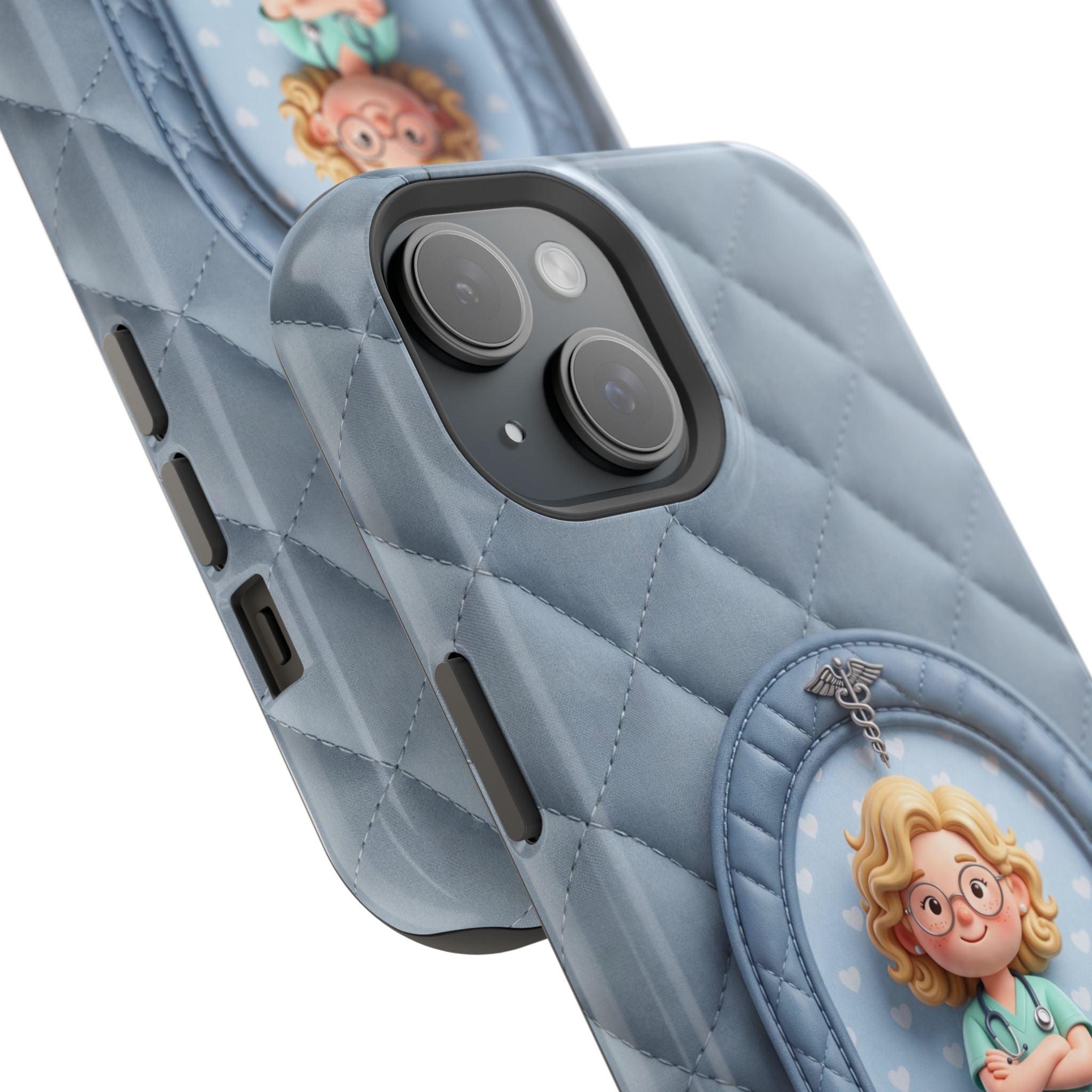 Personalized Quilted Nurse Phone Case — Wireless Charging Cover