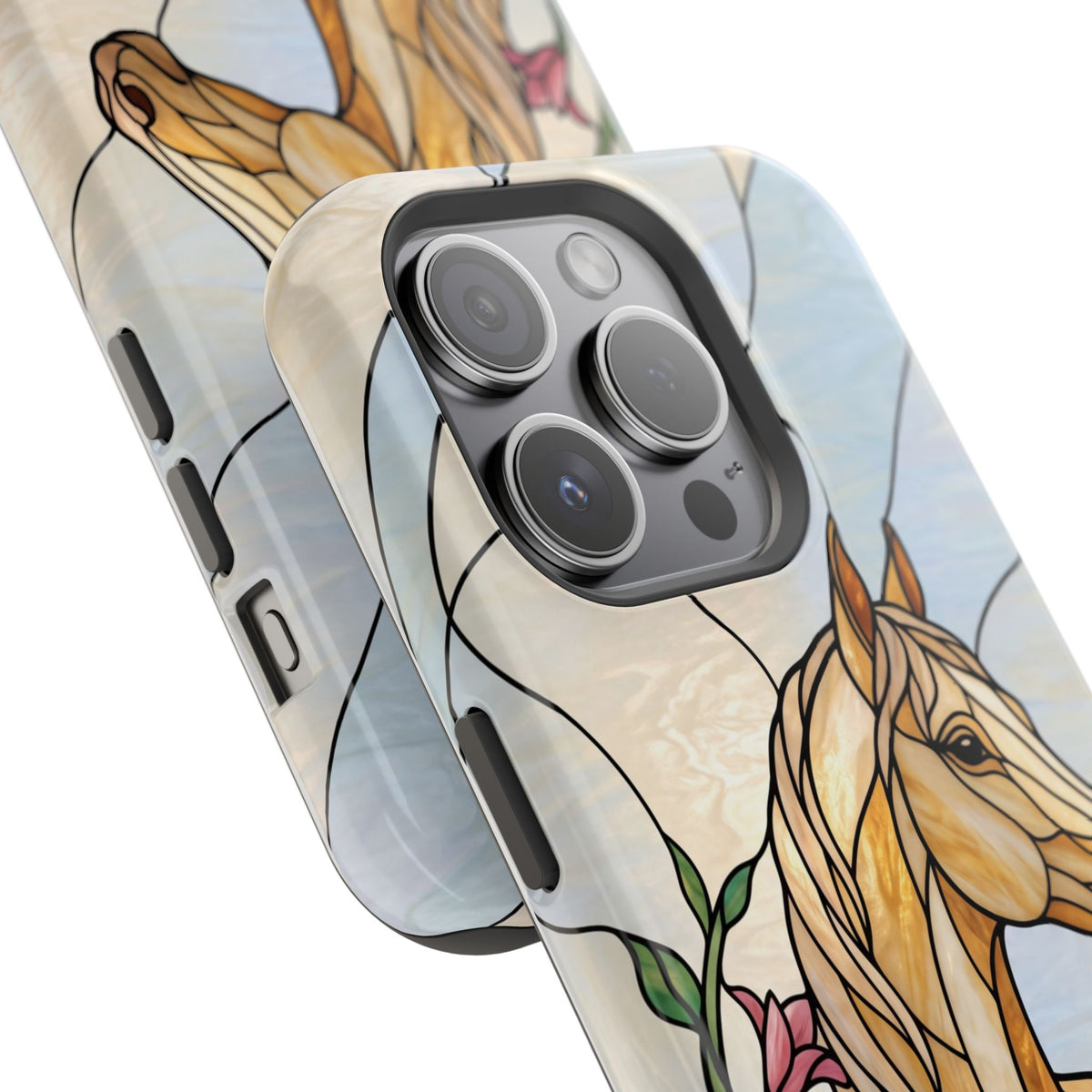 Floral Stained Glass Horse Phone Case — Tough Magnetic Case with Wireless Charging
