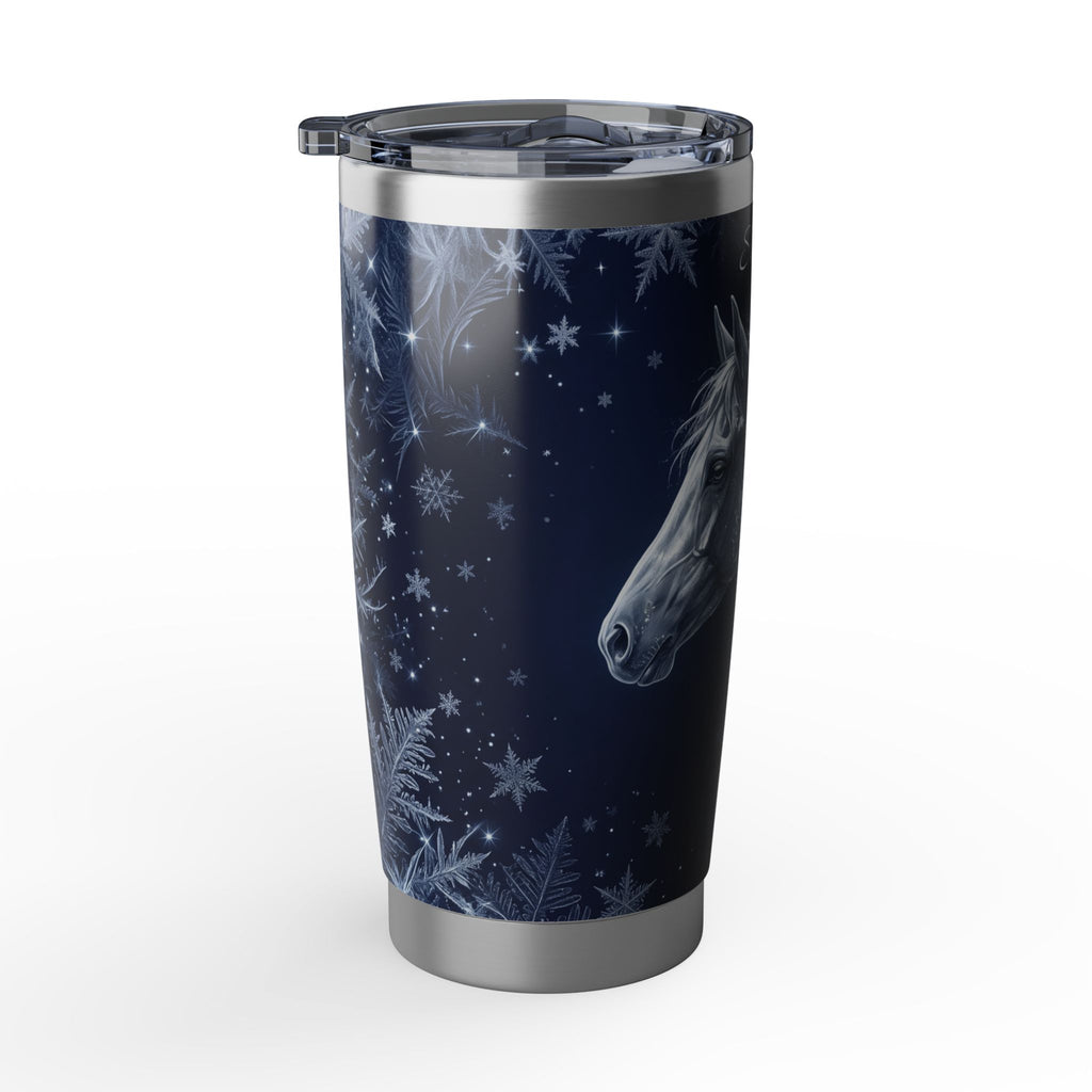 Horse Personalized Tumbler | Winter Frost Art — 20 oz Stainless Travel Mug