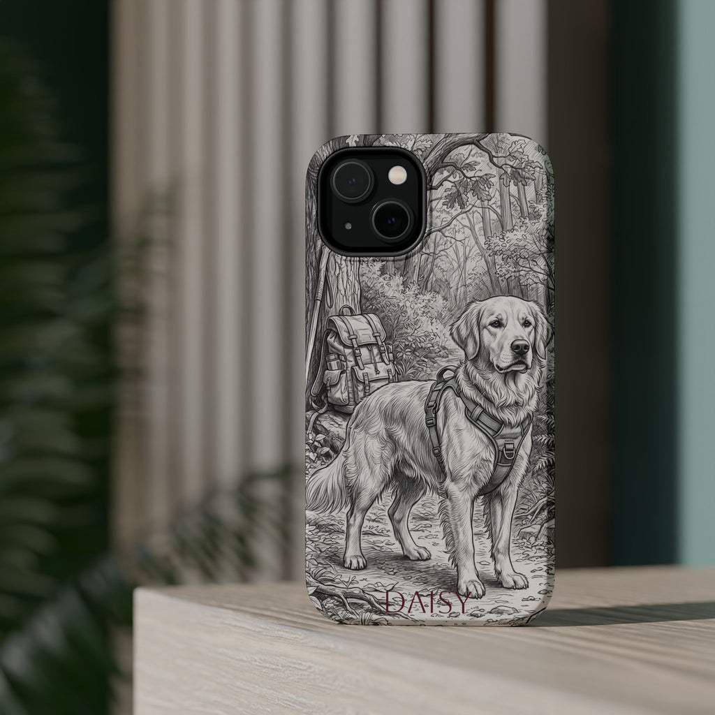 Personalized Golden Retriever Woodland Trail Phone Case — Wireless Charging Cover