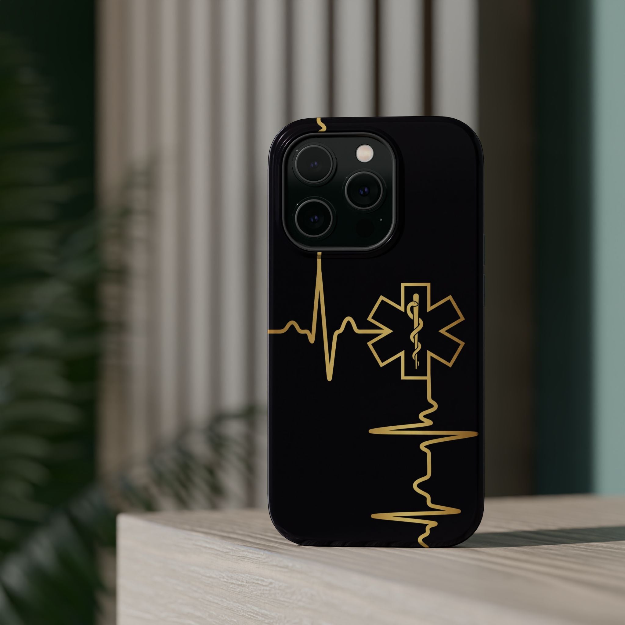 Paramedic/EMT Heartbeat Line Phone Case — Magnetic Wireless Charging Cover