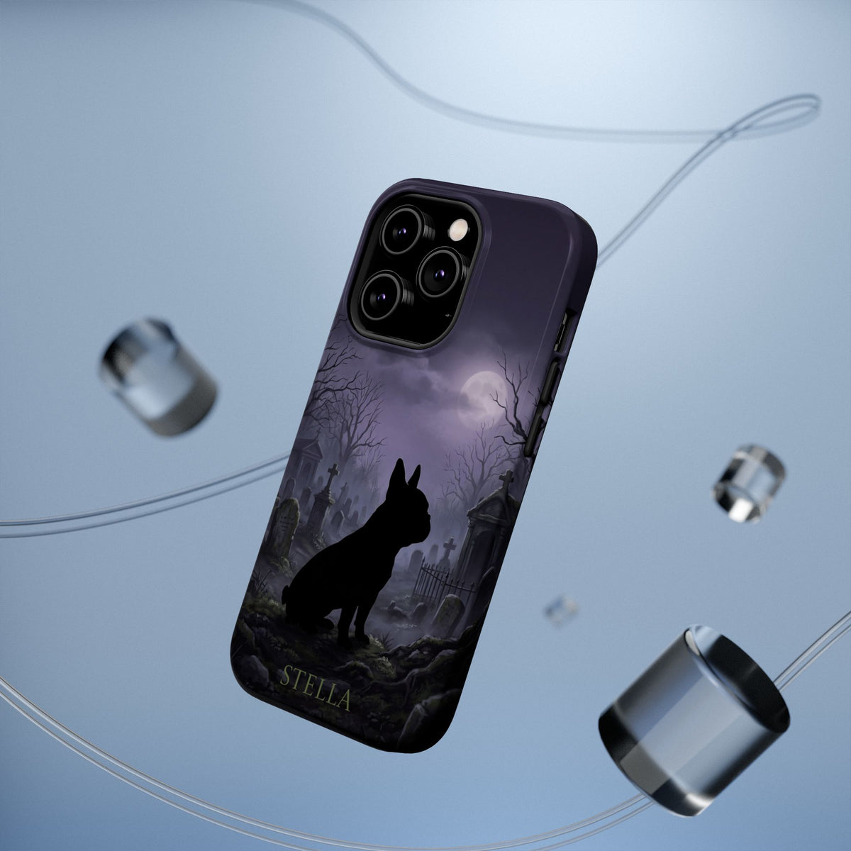 Personalized French Bulldog Moonlit Graveyard Phone Case — Wireless Charging Cover
