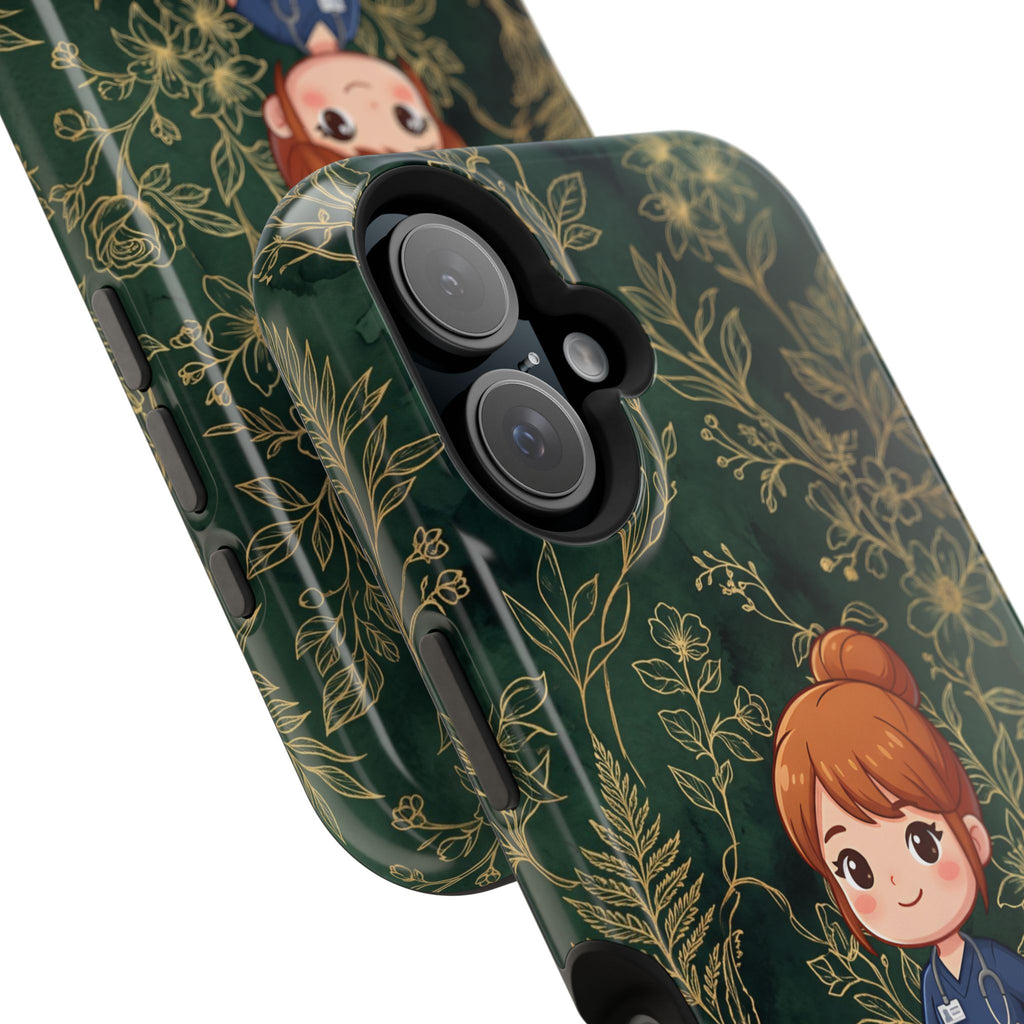 Personalized Nurse Botanical Phone Case — Impact-Resistant Wireless Charging Cover