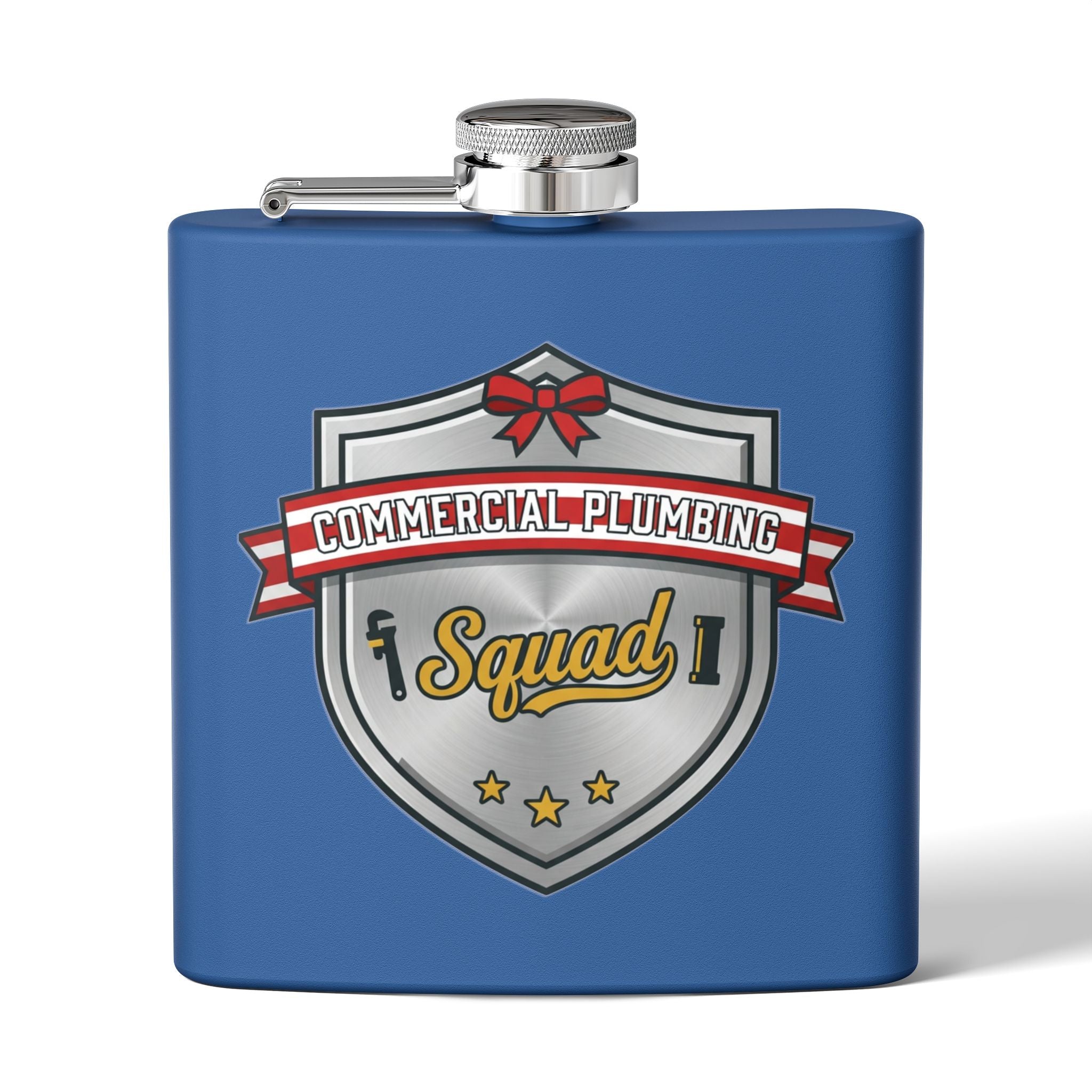 Flask — "Commercial Plumbing Squad" 6oz Stainless Steel Hip Flask