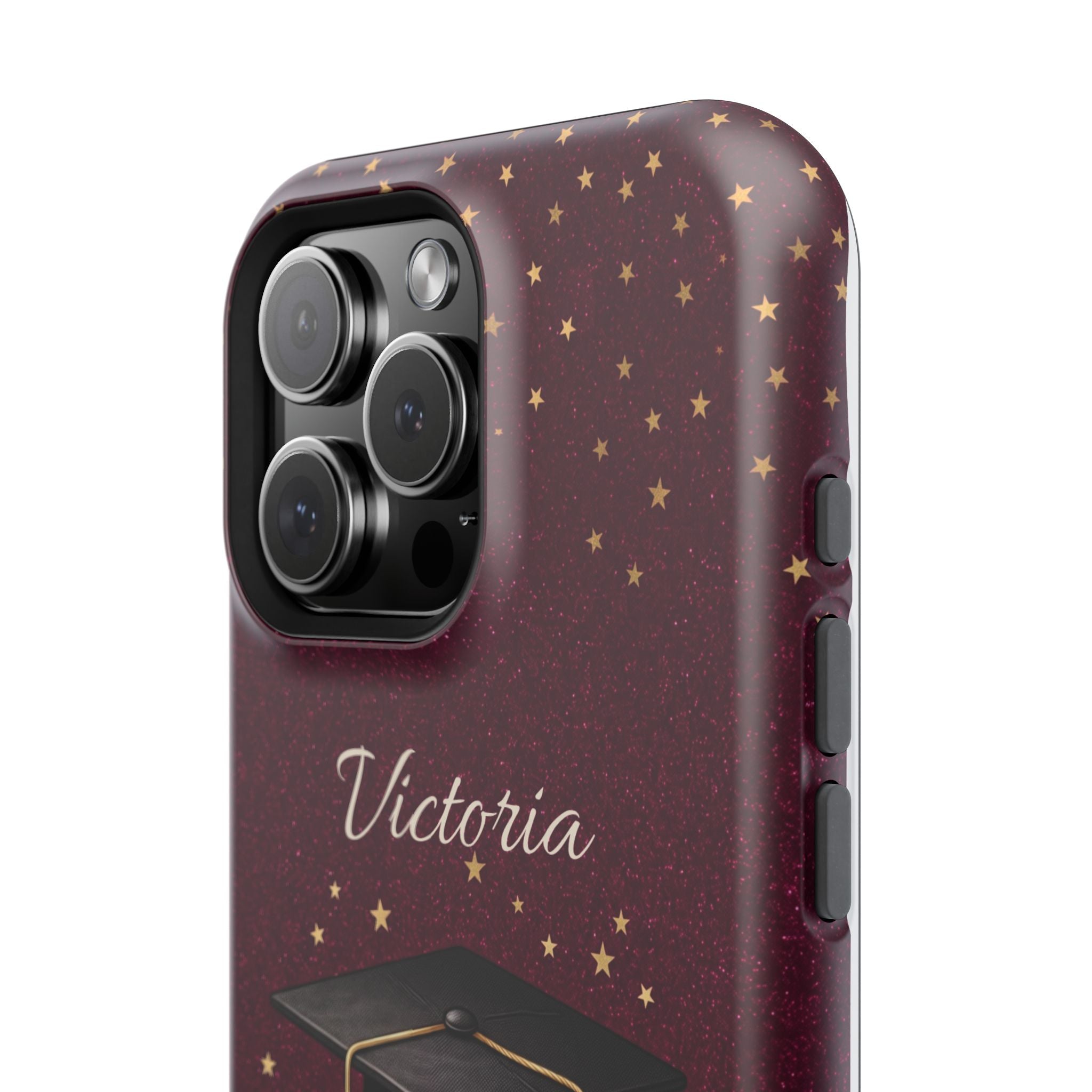 Graduation Cap & Books Personalized Teacher Phone Case — Wireless Charging Cover