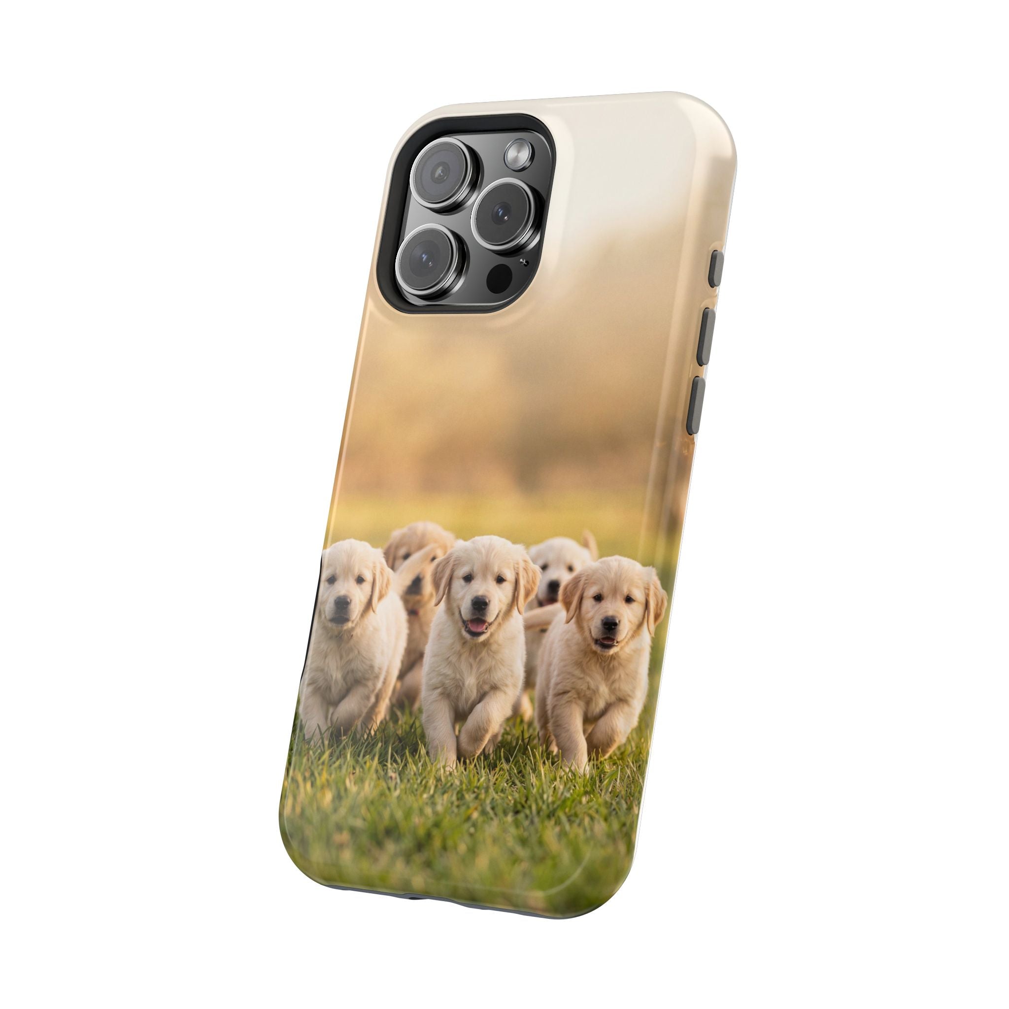 Golden Retriever Puppies Phone Case — Impact-Resistant Wireless Charging Cover