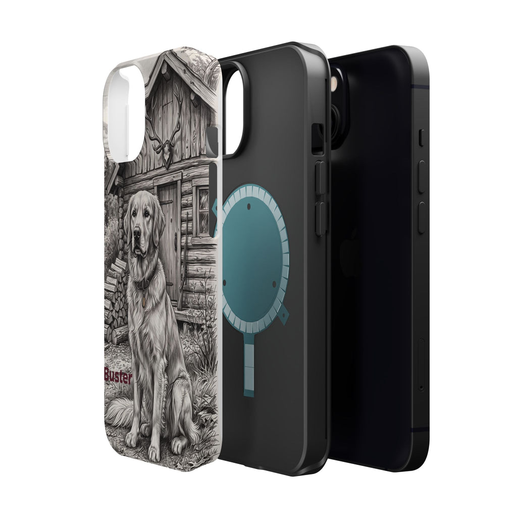 Personalized Golden Retriever Cabin Porch Phone Case — Wireless Charging Cover
