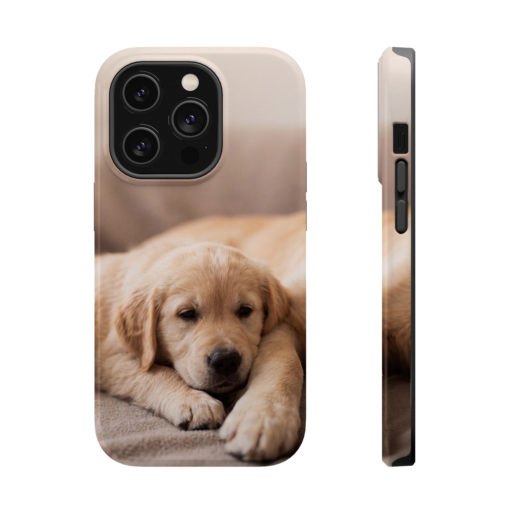 Golden Retriever Puppy Phone Case — Impact-Resistant Wireless Charging Cover