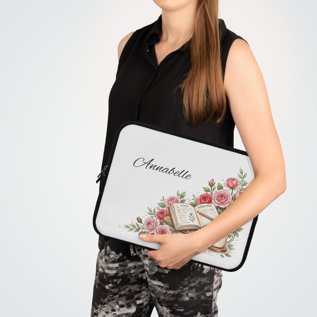 Personalized Teacher Laptop Sleeve | Custom Name Floral Watercolor Laptop Case | Teacher Appreciation Gift