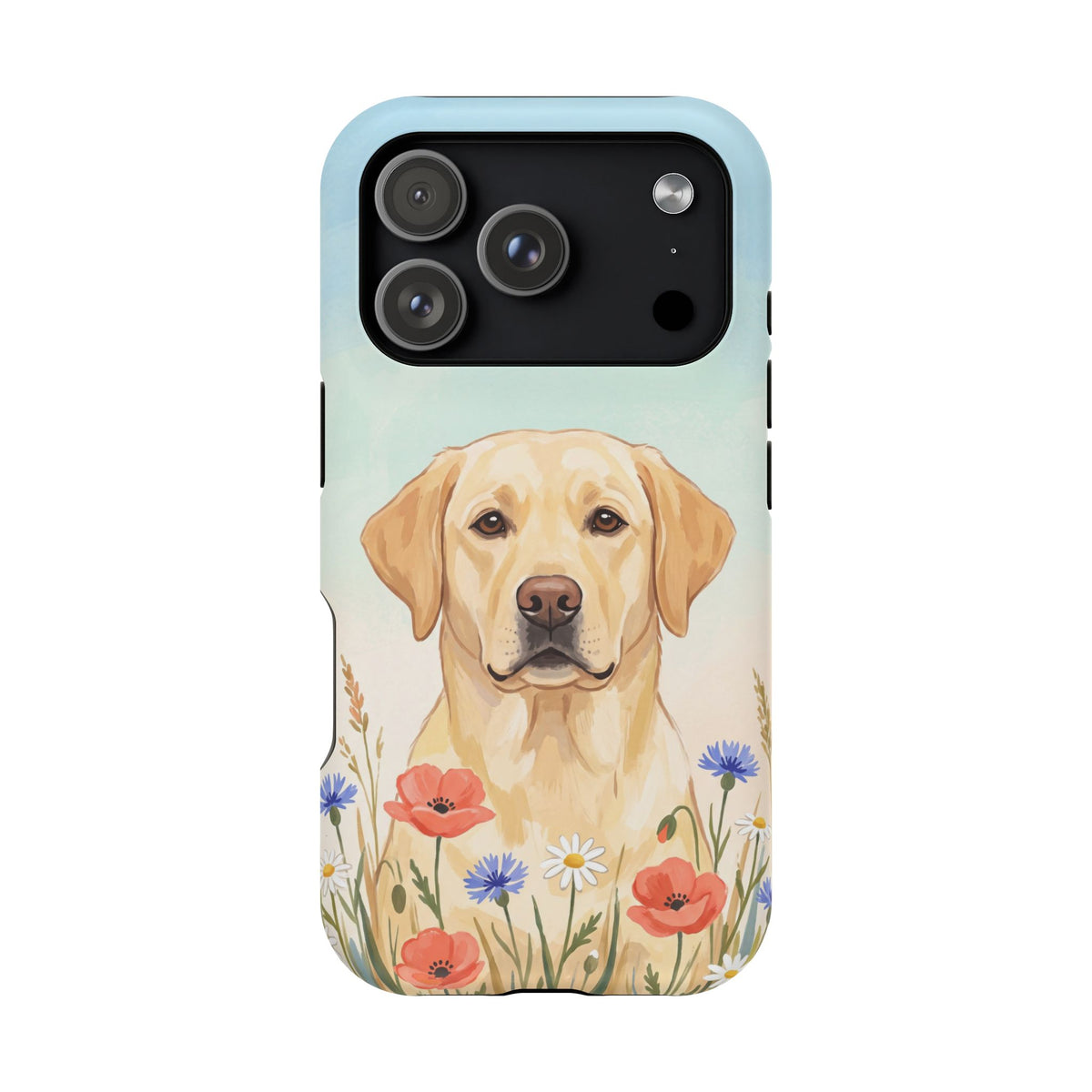 Labrador Wildflower Painting Phone Case — Tough Magnetic Case with Wireless Charging