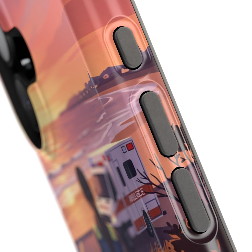 Sunset Boardwalk Personalized Paramedic Phone Case — Wireless Charging Cover