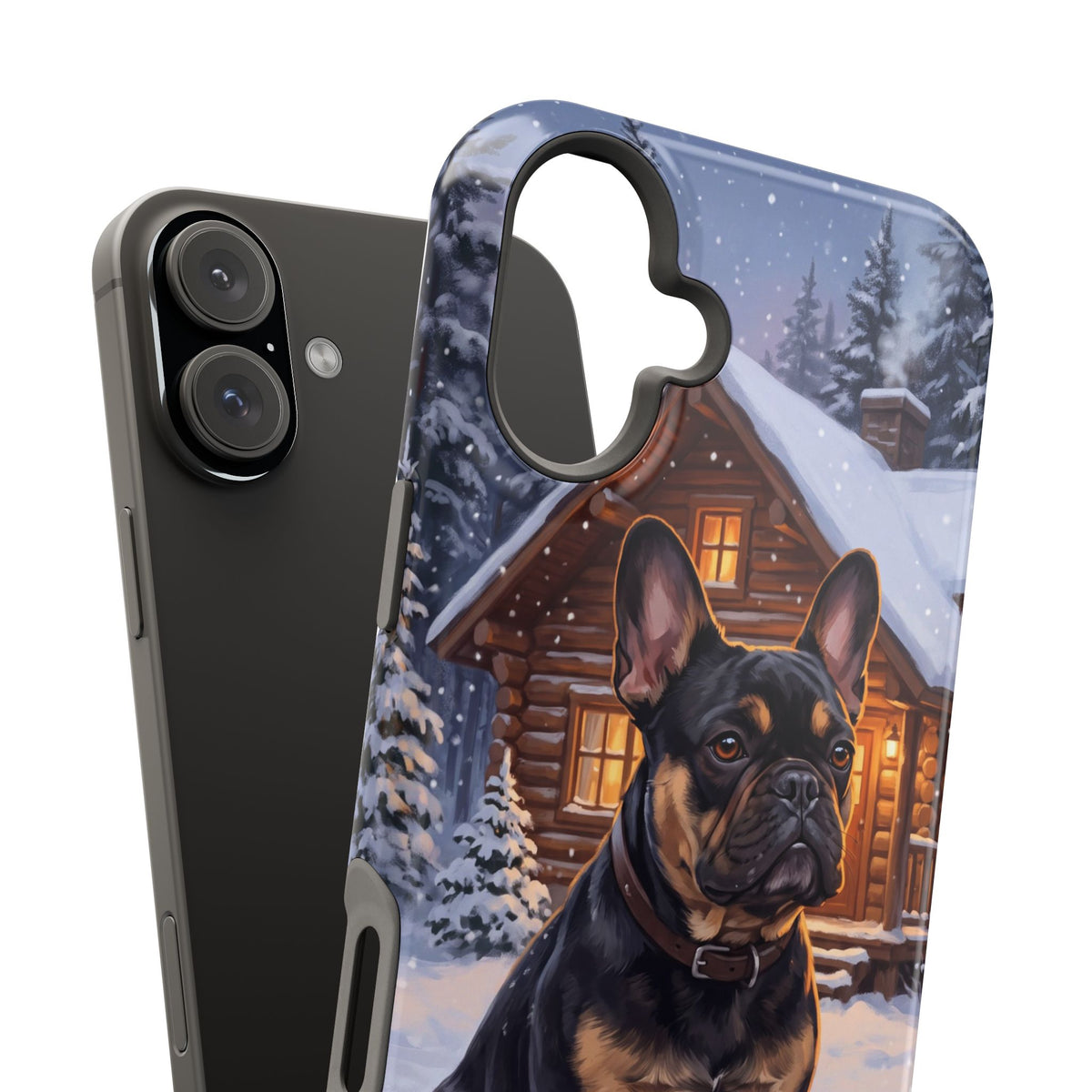 Personalized French Bulldog Cozy Cabin Phone Case — Wireless Charging Cover