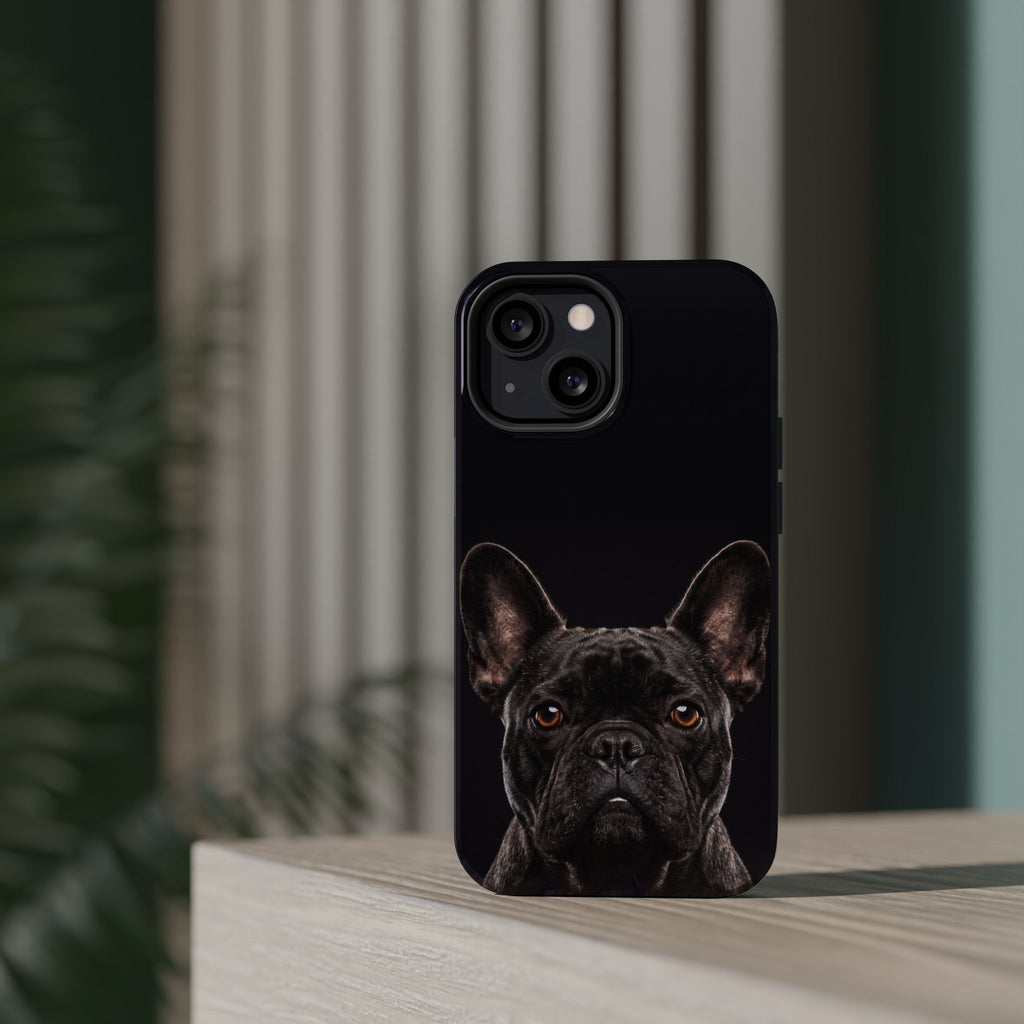Black French Bulldog Phone Case — Impact-Resistant Wireless Charging Cover