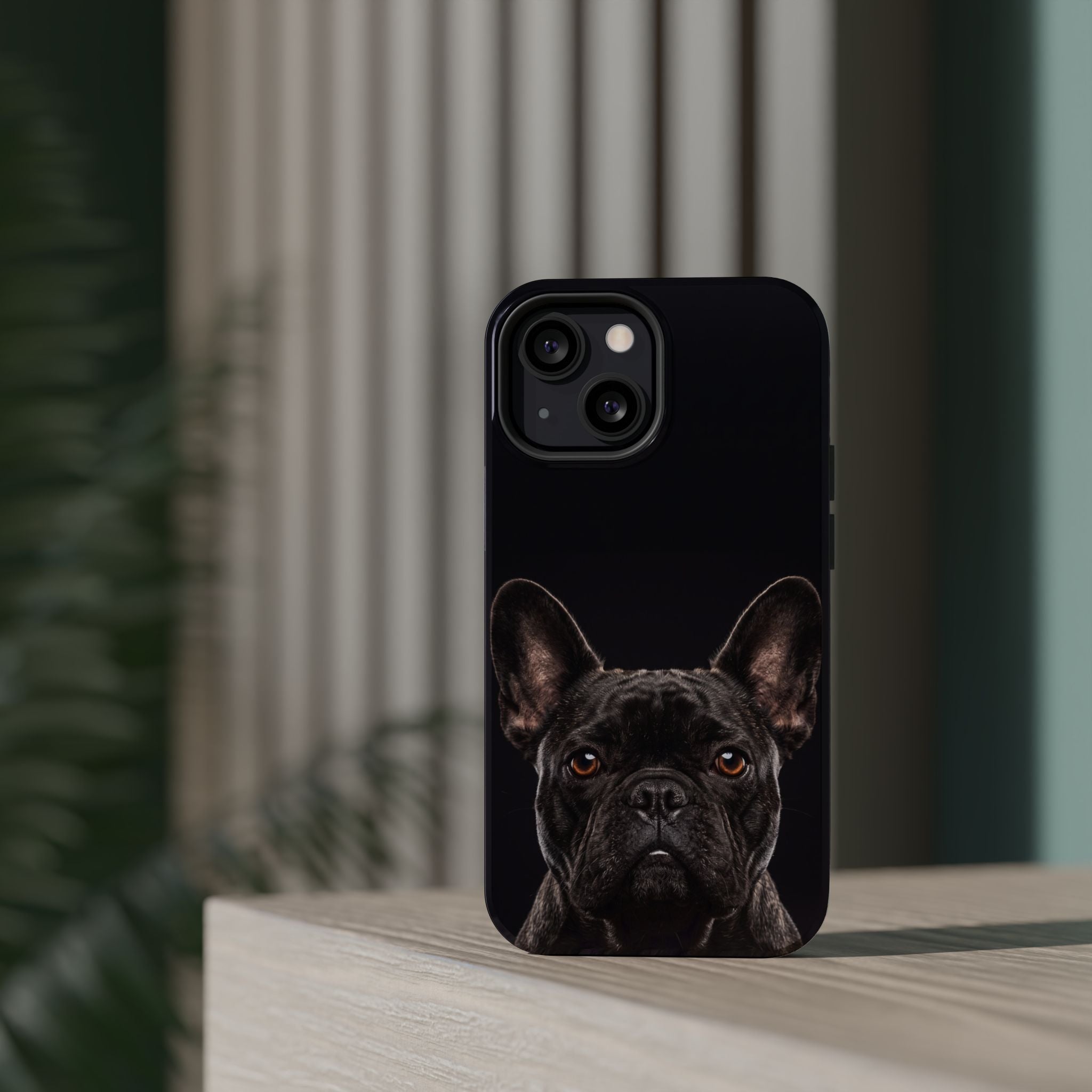 Black French Bulldog Phone Case — Impact-Resistant Wireless Charging Cover