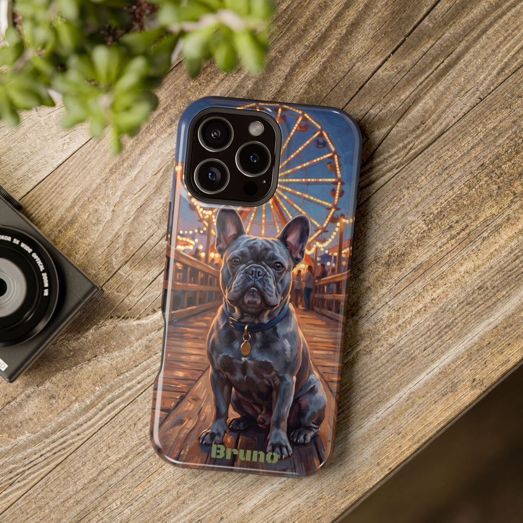 Personalized French Bulldog Pier Lights Phone Case — Wireless Charging Cover