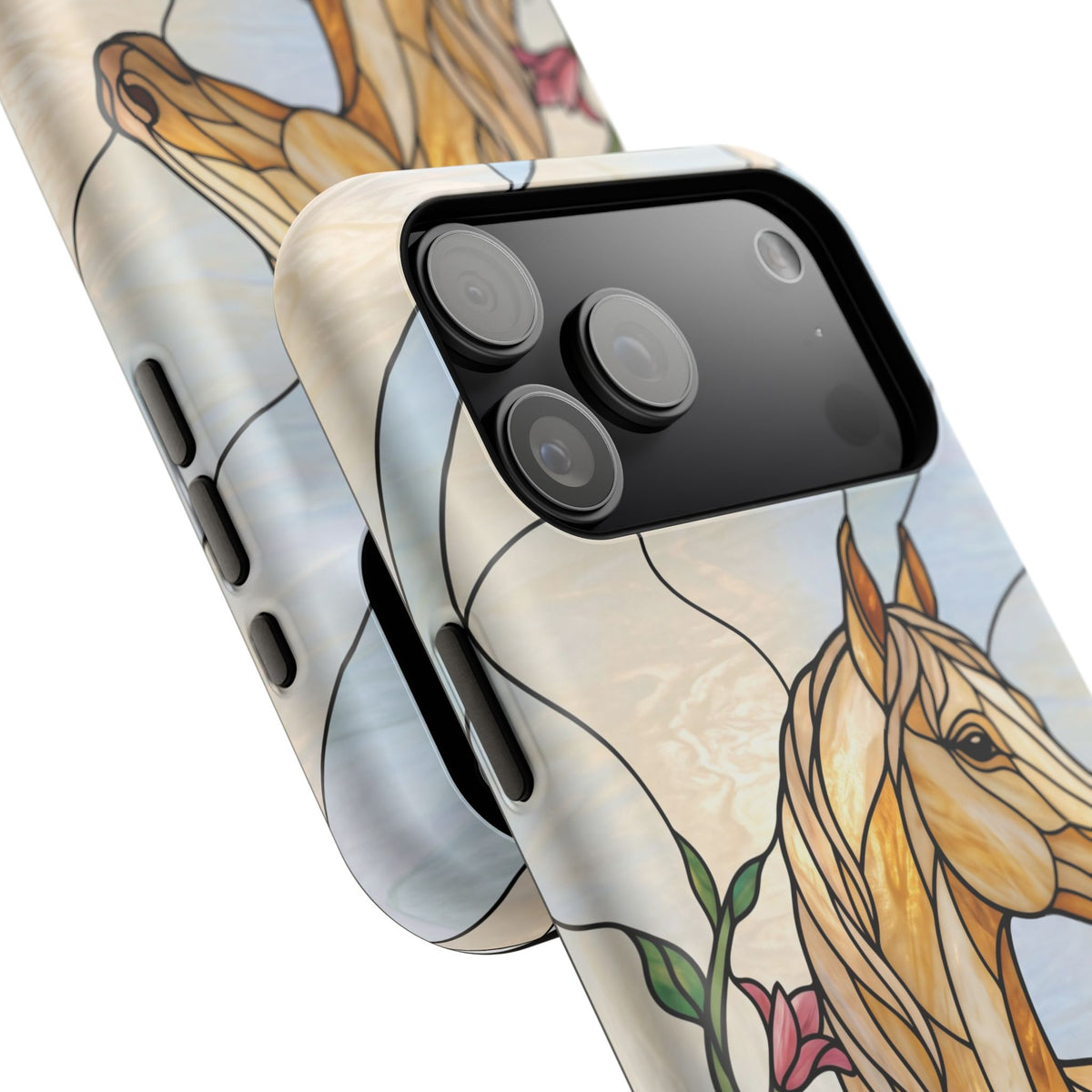 Floral Stained Glass Horse Phone Case — Tough Magnetic Case with Wireless Charging