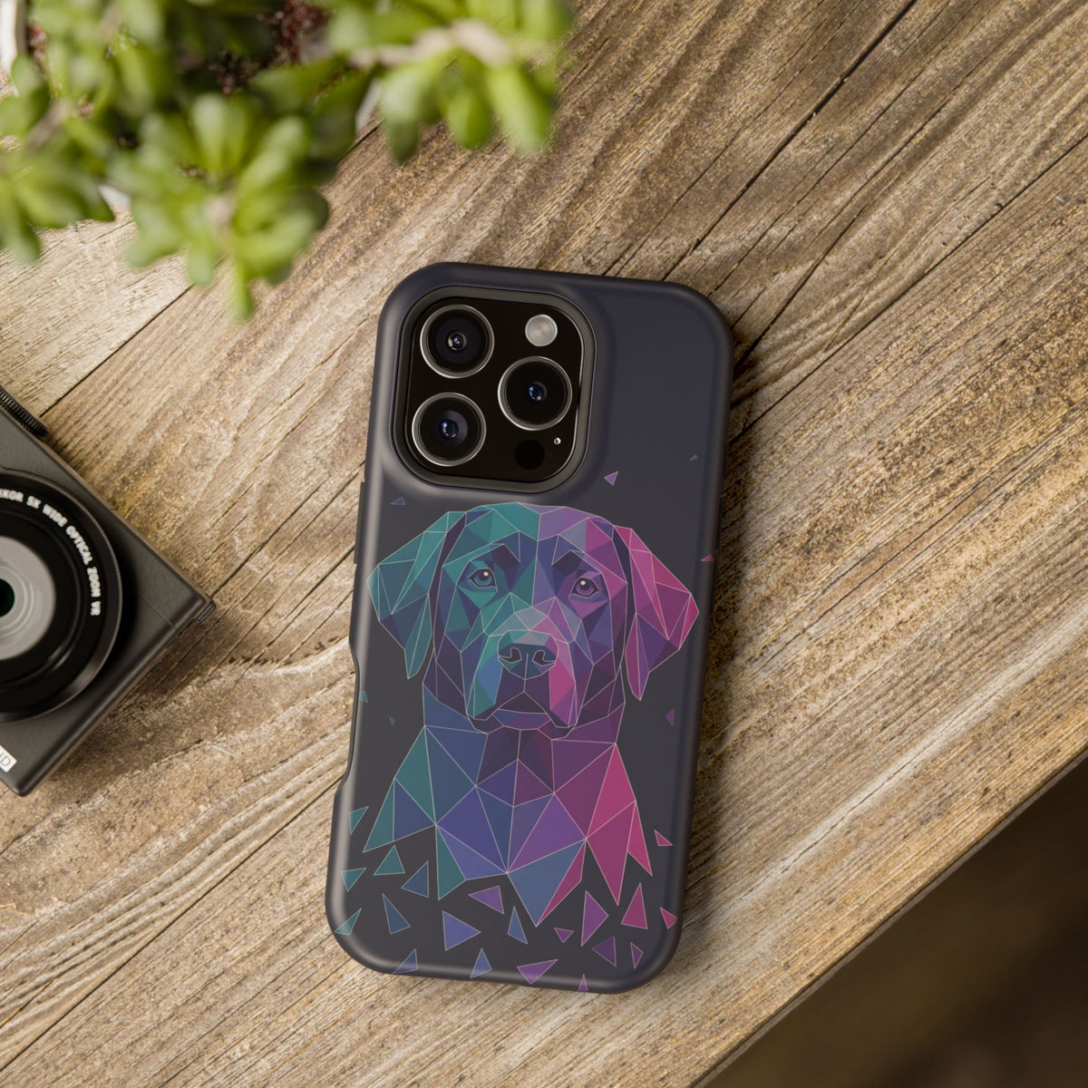 Geometric Labrador Phone Case — Tough Magnetic Case with Wireless Charging