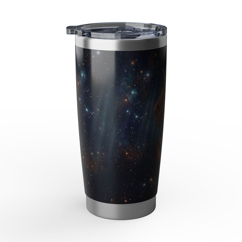 Dachshund King Stainless Tumbler — 20oz Travel Mug with Crowned Dog Galaxy Design