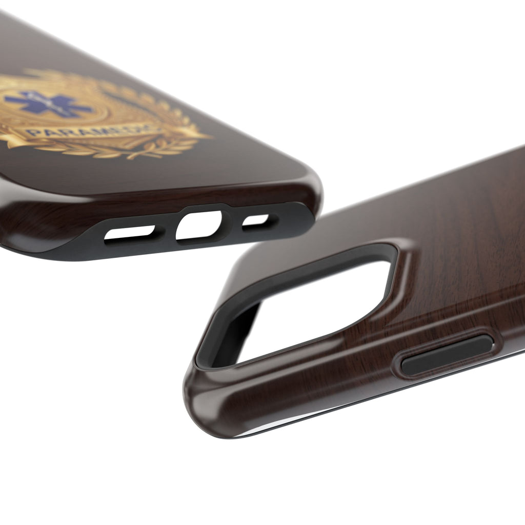 Gold Paramedic Laurel Badge Wood Phone Case — Magnetic Wireless Charging Cover
