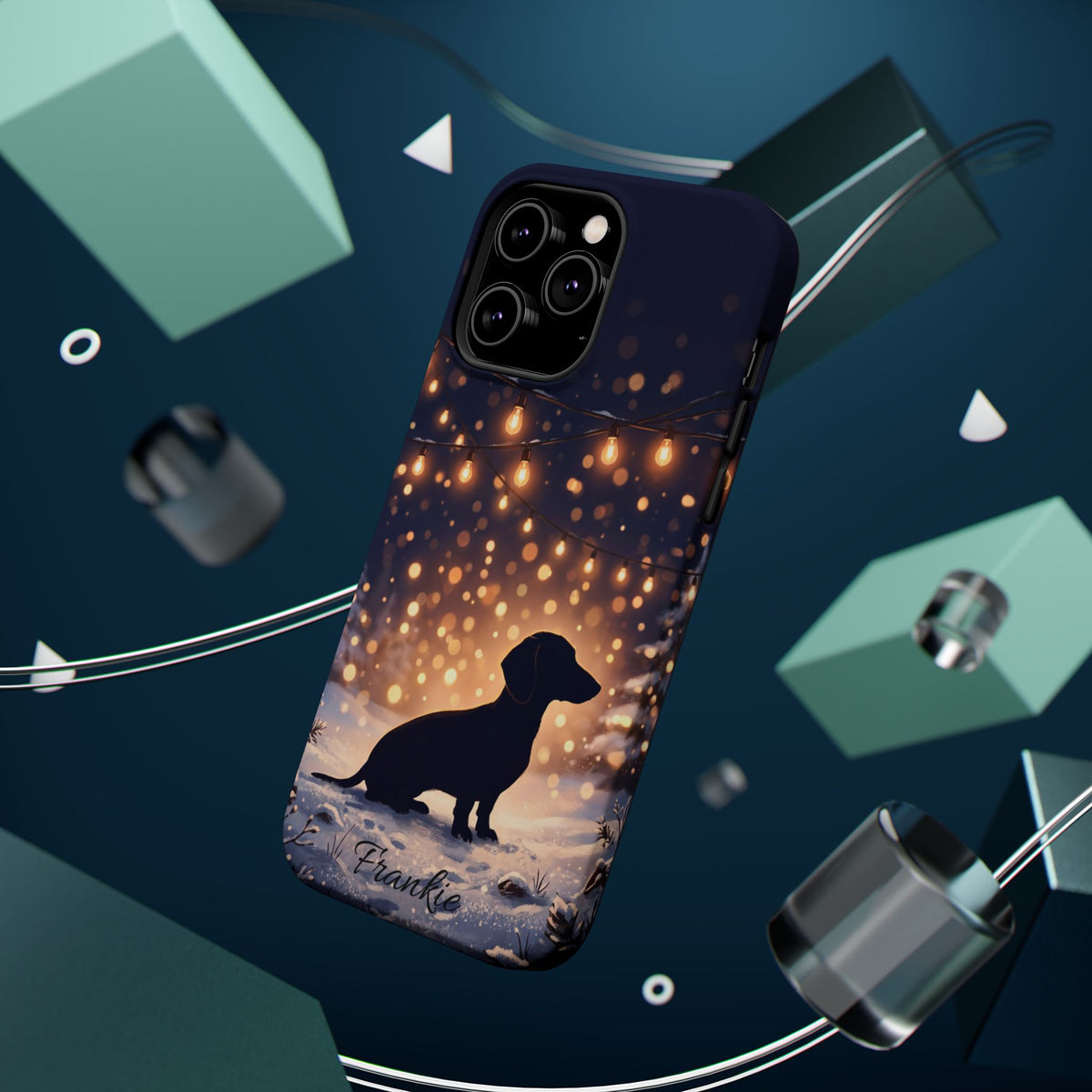 Personalized Dachshund Golden Sparks Phone Case — Wireless Charging Cover