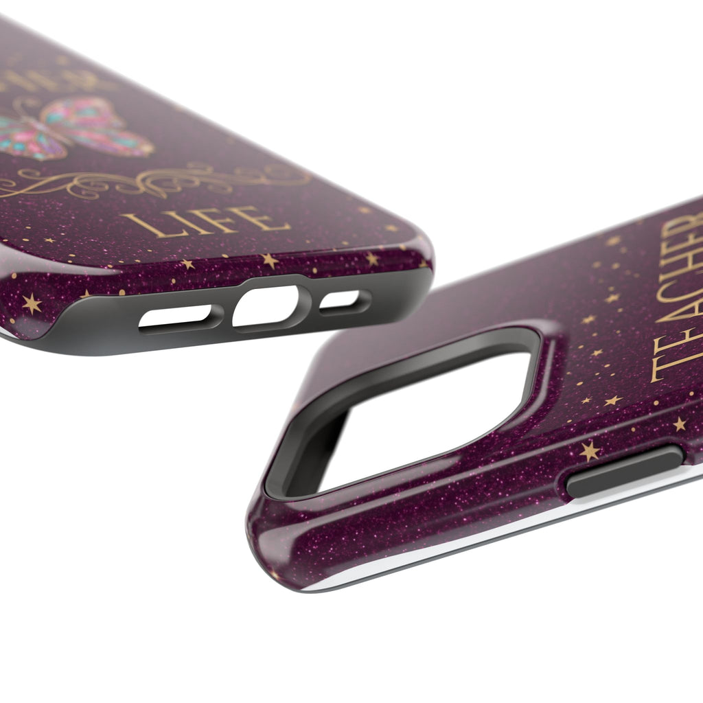 Teacher Life Glitter Butterfly Phone Case — Wireless Charging Cover