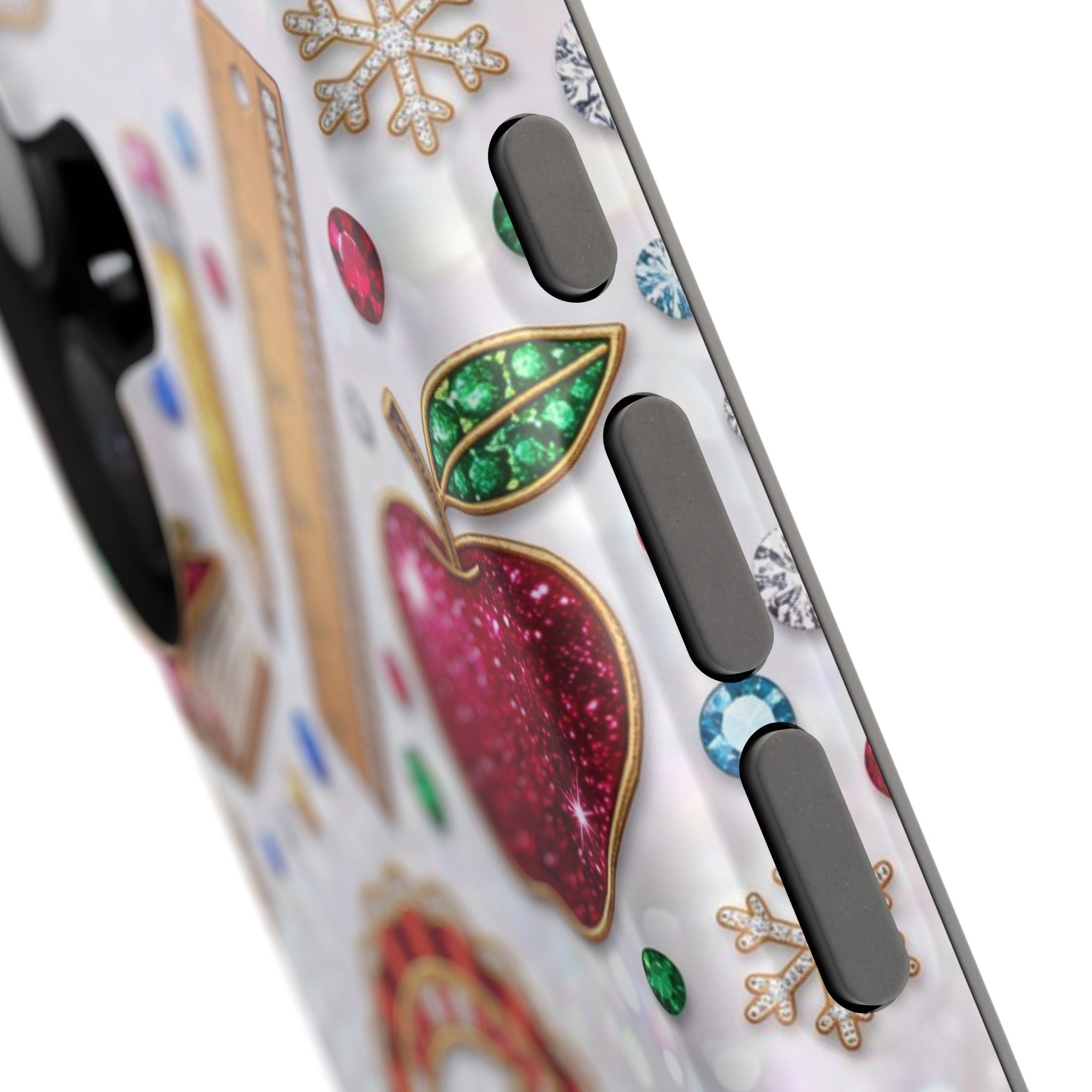 Jeweled Apple Medallion Personalized Teacher Phone Case — Wireless Charging Cover