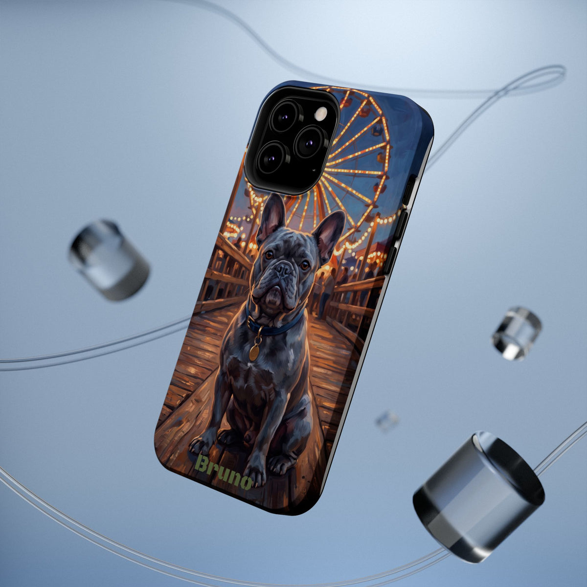 Personalized French Bulldog Pier Lights Phone Case — Wireless Charging Cover