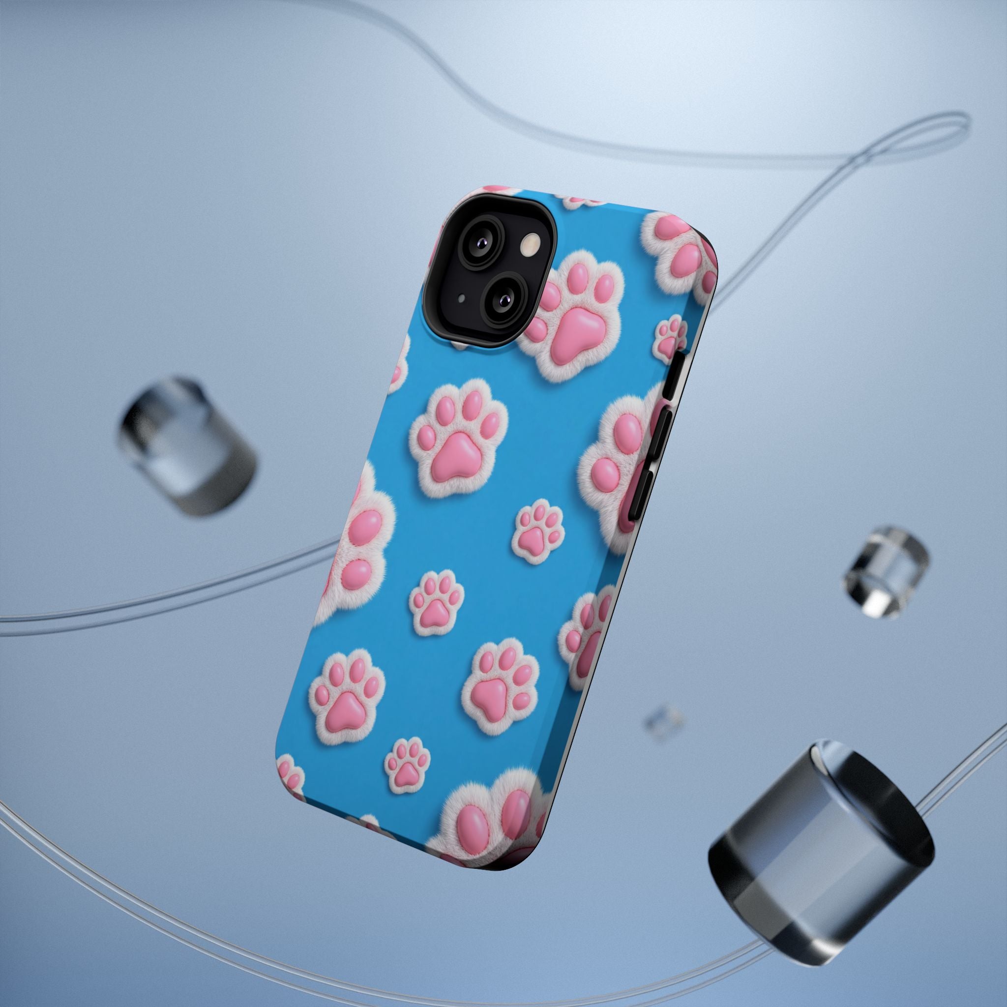 Fluffy Paw Print Phone Case | Cute 3D Pink Paw Pattern Case for Dog & Cat Lovers | iPhone & Samsung
