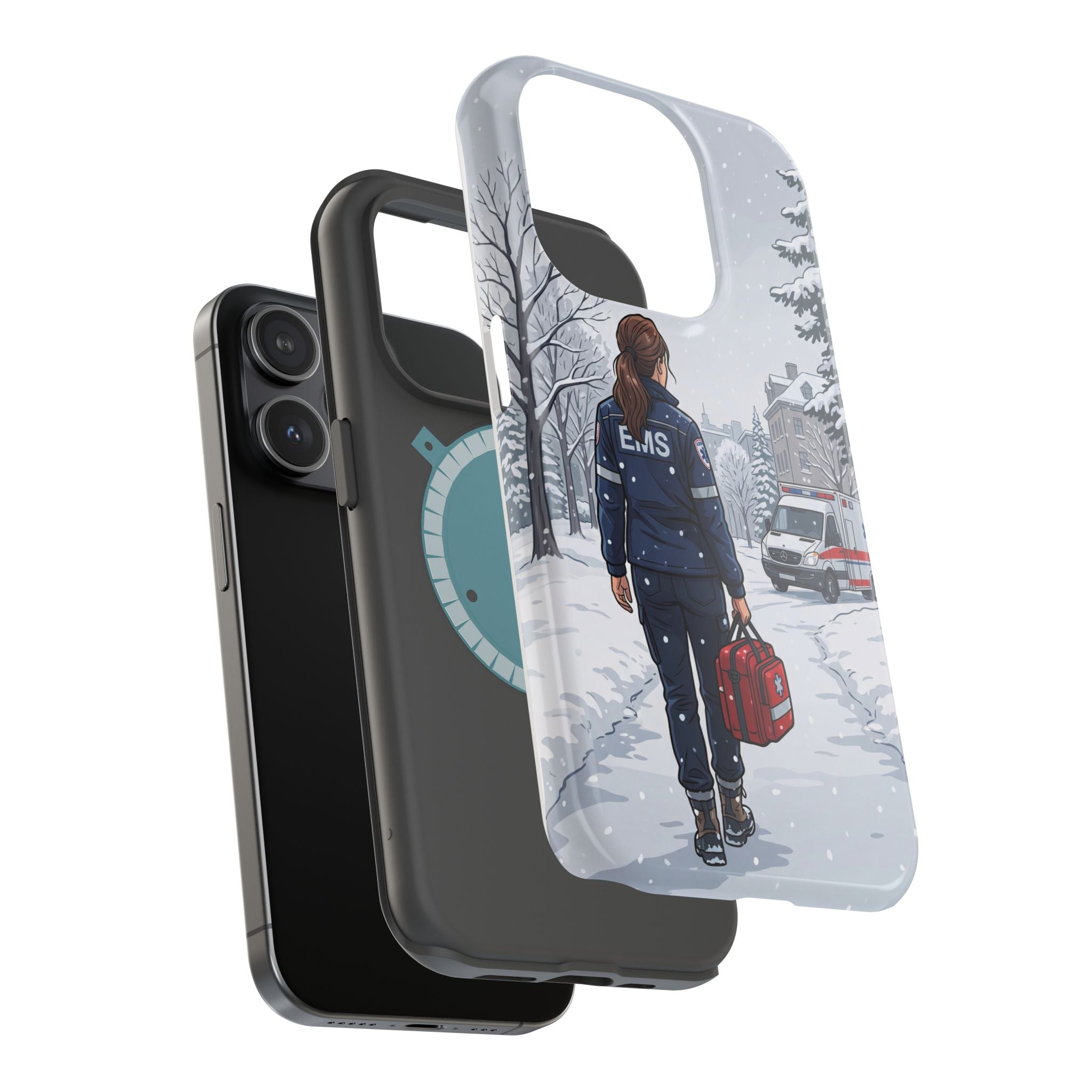 Paramedic/EMT Winter Phone Case — Magnetic Wireless Charging Cover