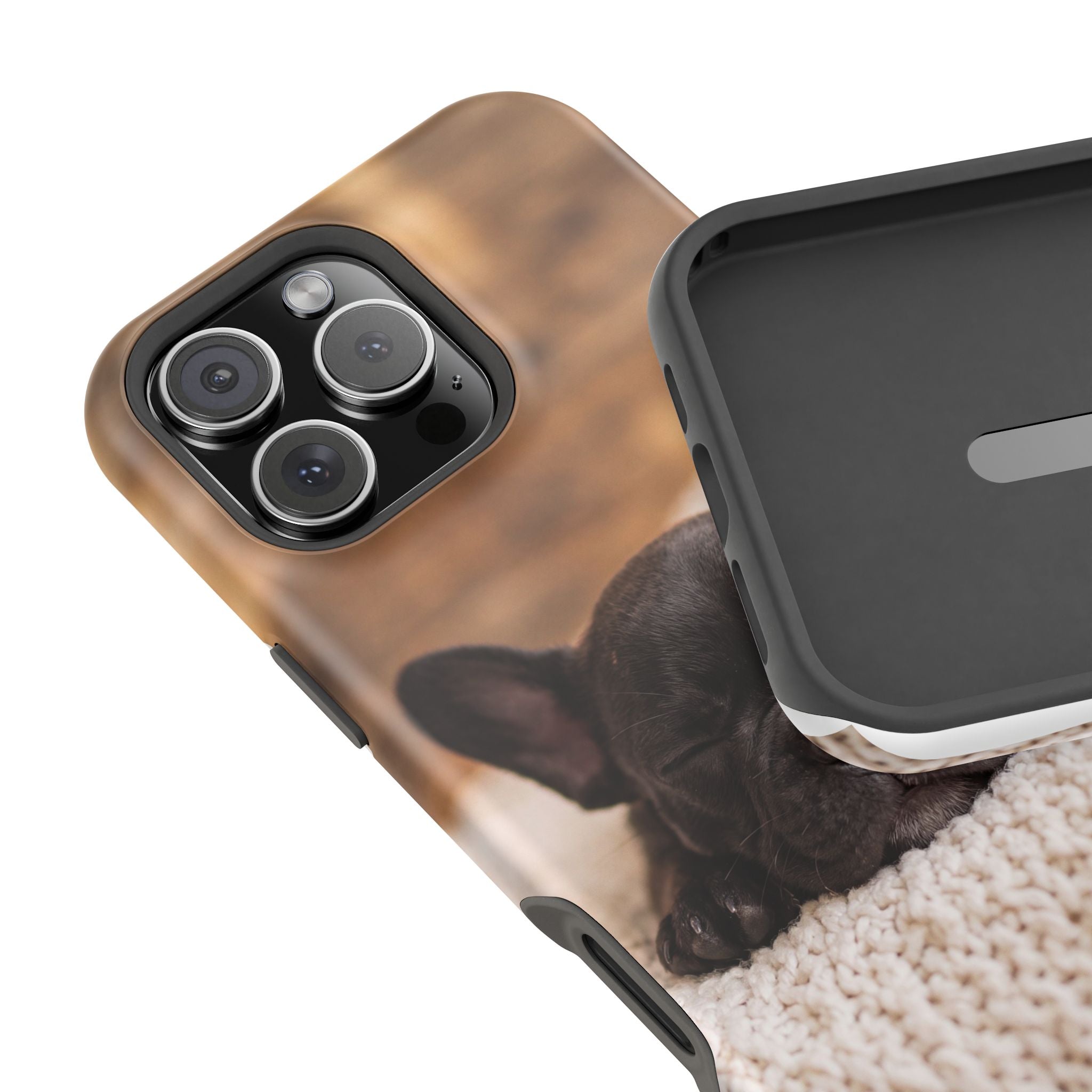 Sleepy French Bulldog Phone Case — Impact-Resistant Wireless Charging Cover