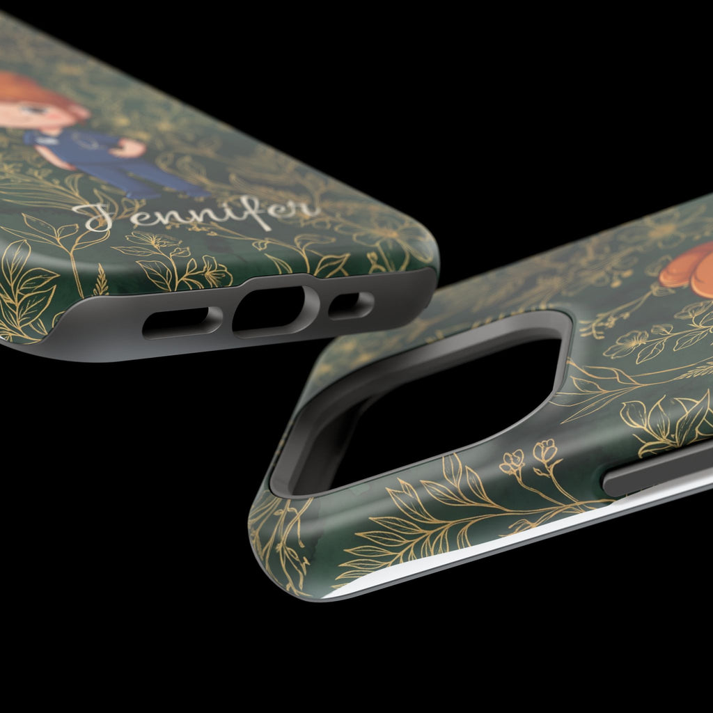 Personalized Nurse Botanical Phone Case — Impact-Resistant Wireless Charging Cover