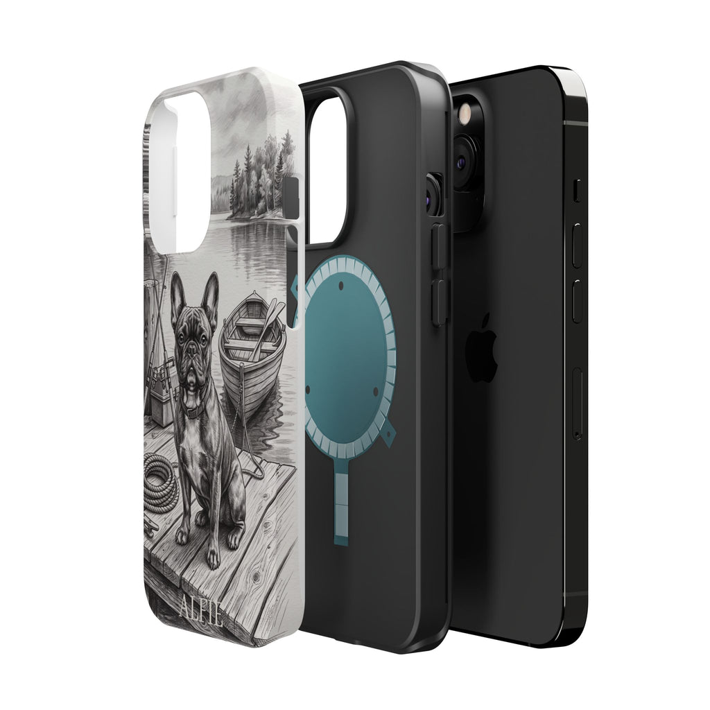 Personalized French Bulldog Lakeside Dock Phone Case — Wireless Charging Cover