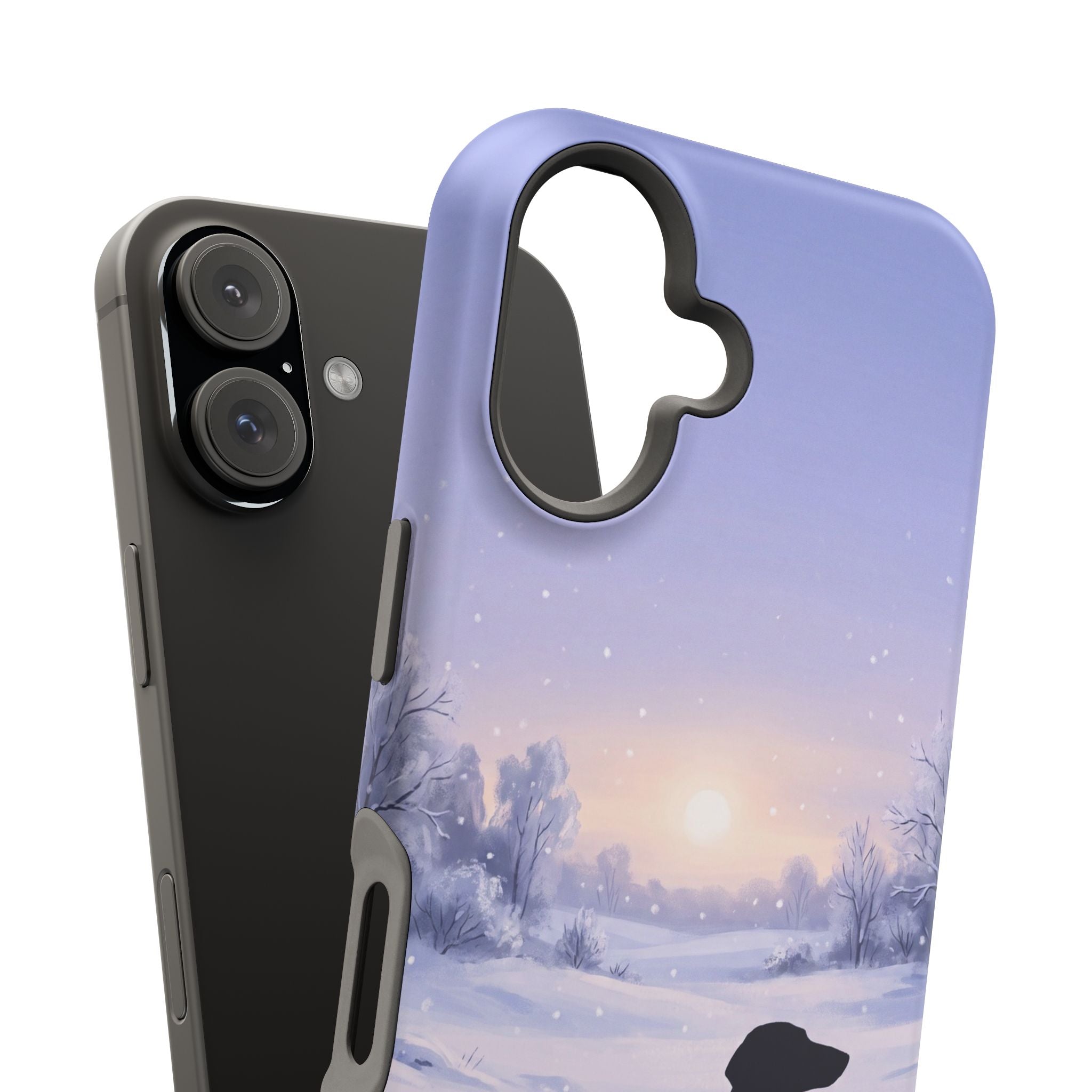 Personalized Dachshund Winter Snow Phone Case — Wireless Charging Cover