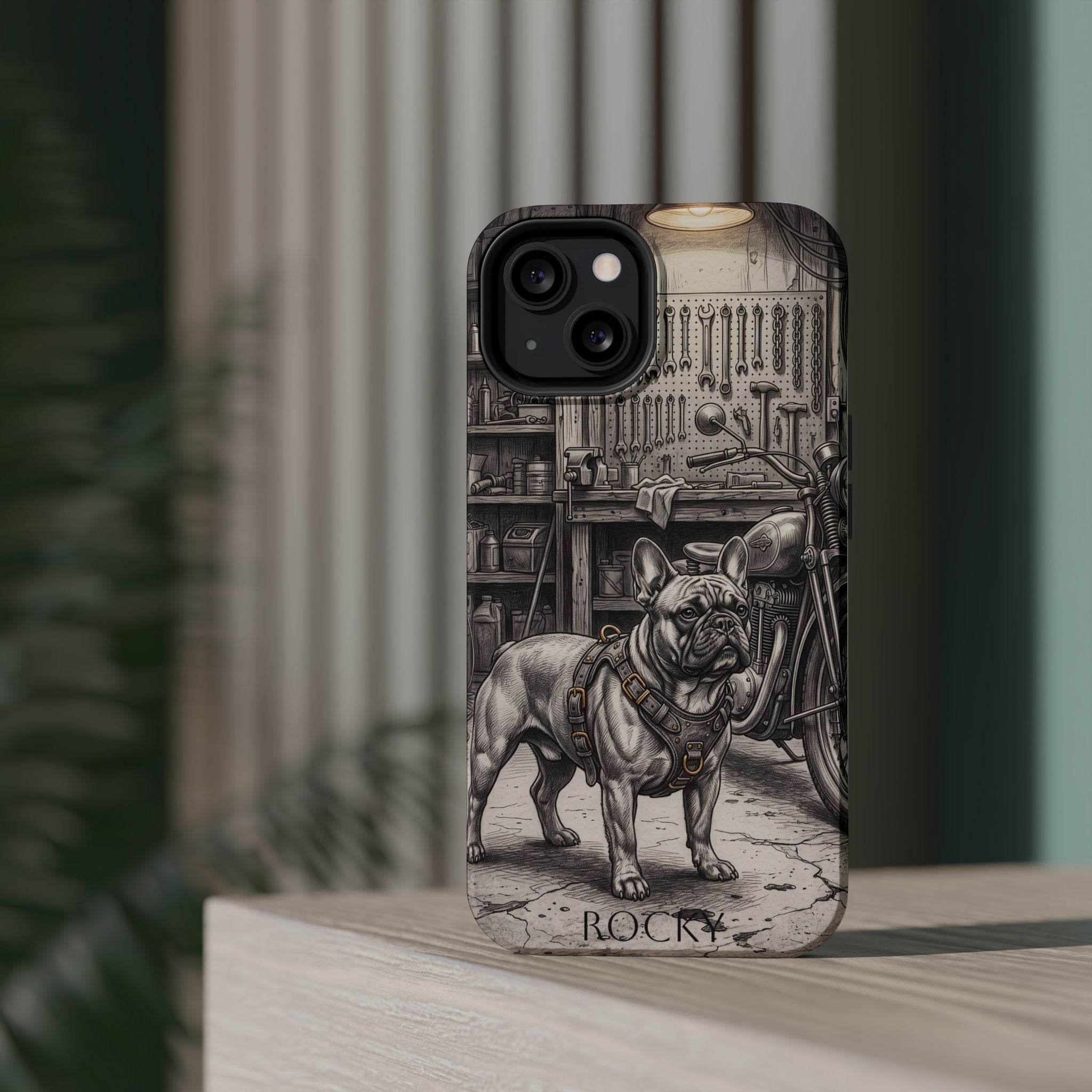 Personalized French Bulldog Vintage Street Phone Case — Wireless Charging Cover
