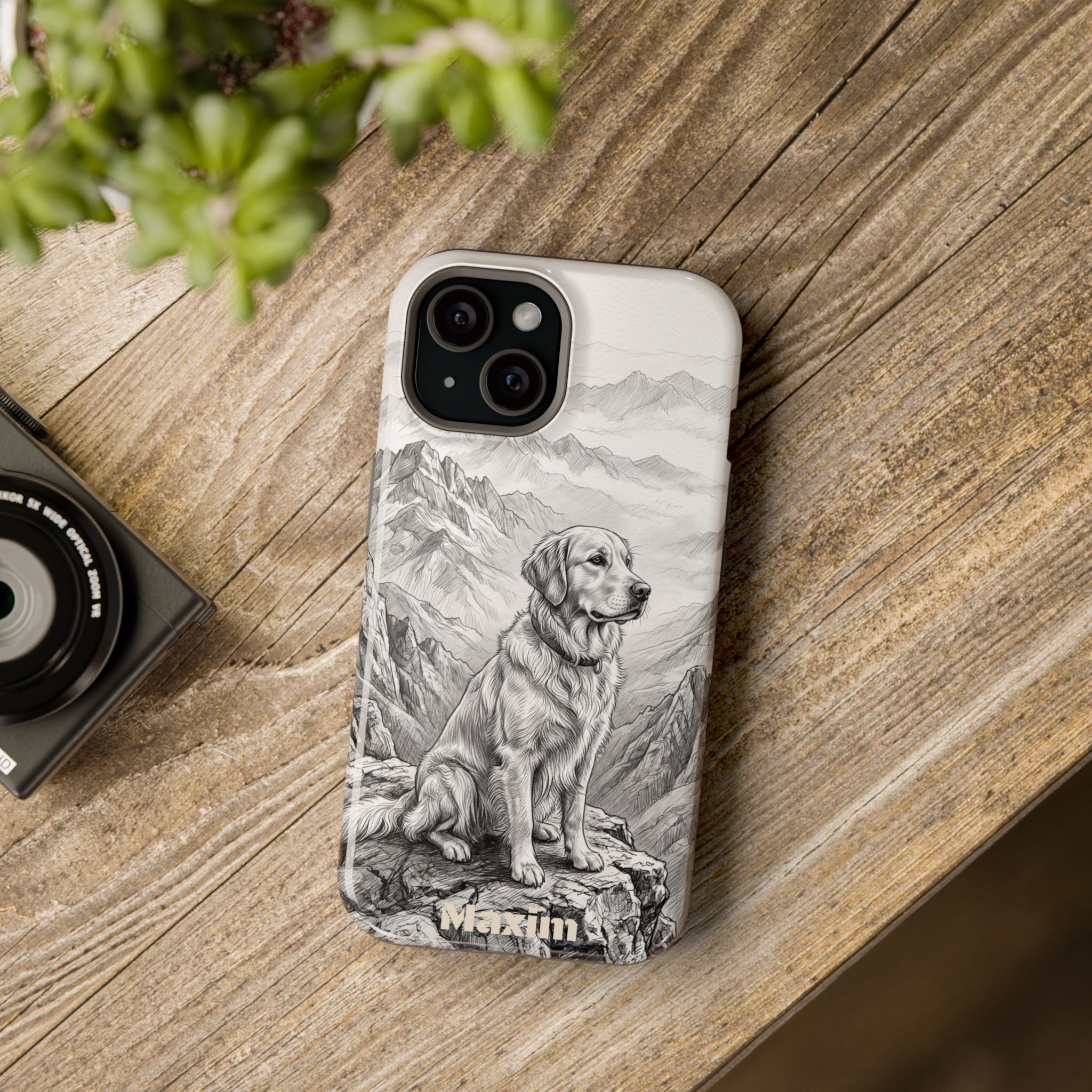Personalized Golden Retriever Mountain Peak Phone Case — Wireless Charging Cover