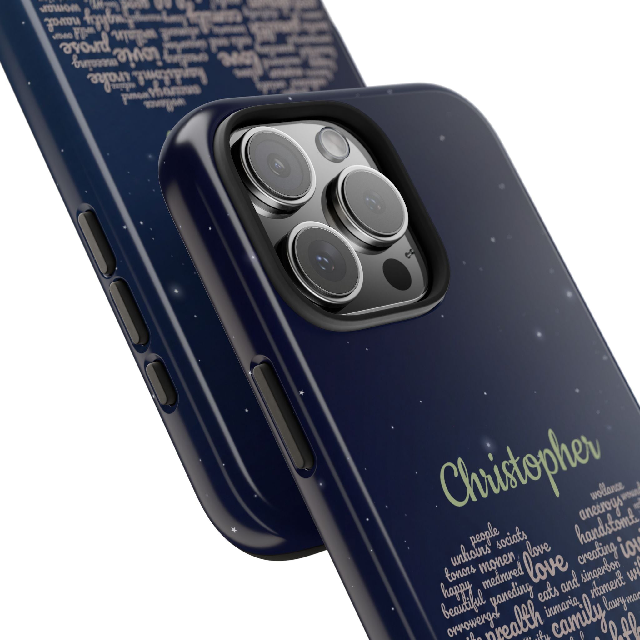 Personalized Teacher Heart Word Cloud Phone Case — Custom Name Starry Design