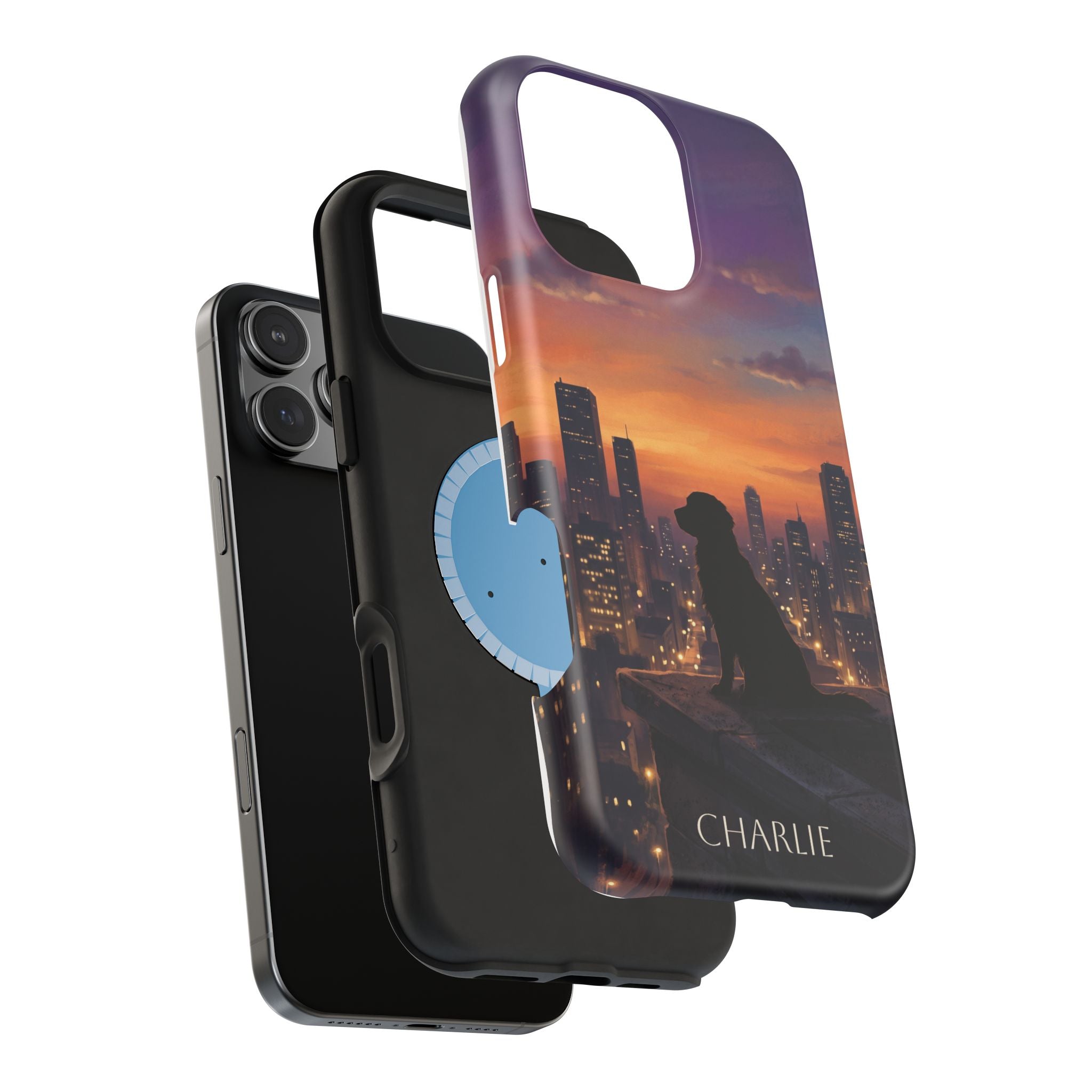 Personalized Golden Retriever City Skyline Phone Case — Wireless Charging Cover