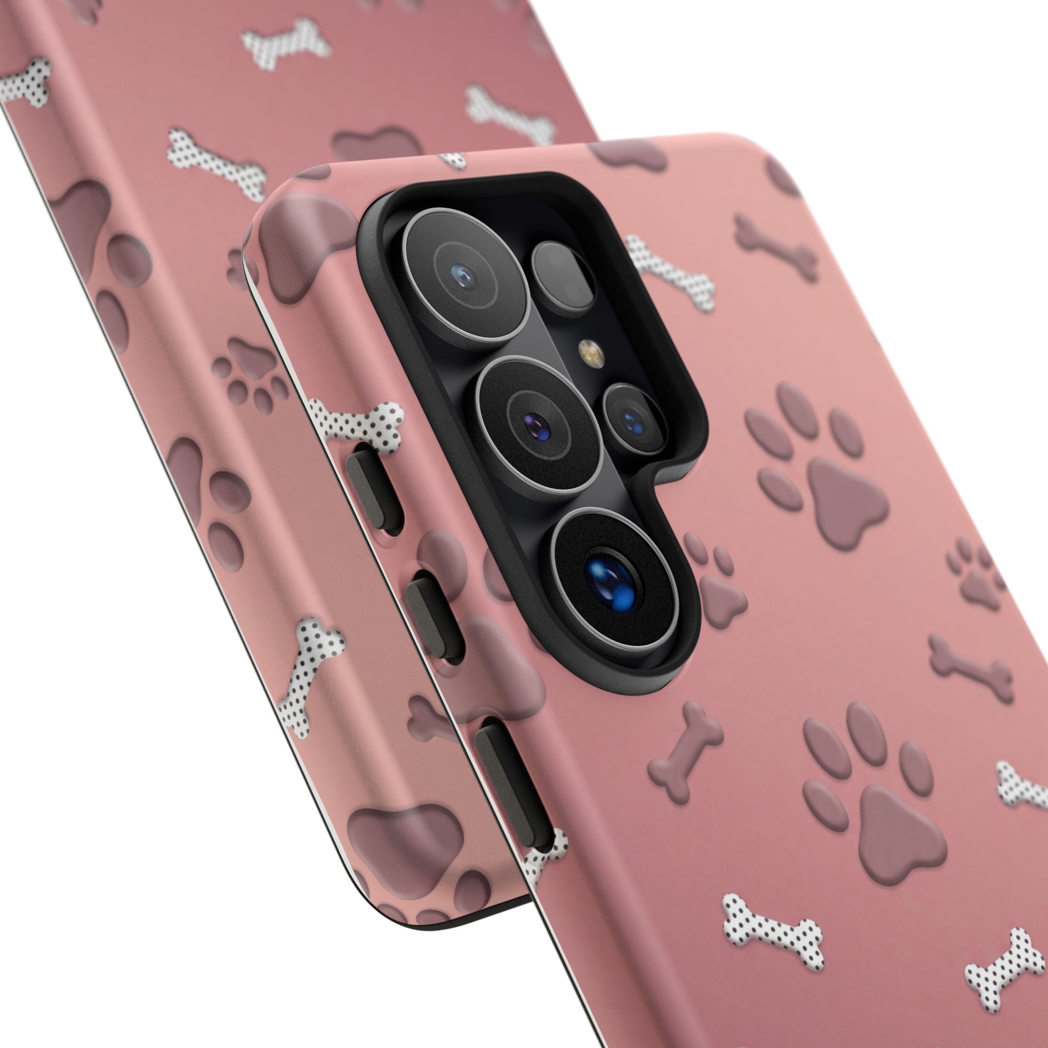 iPhone & Samsung Phone Case | Paw Print & Bone  | Dusty Rose Pattern Case for Frenchie Lovers