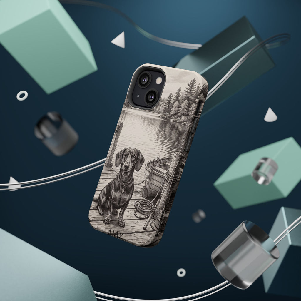 Personalized Dachshund Sunset Beach Phone Case — Wireless Charging Cover