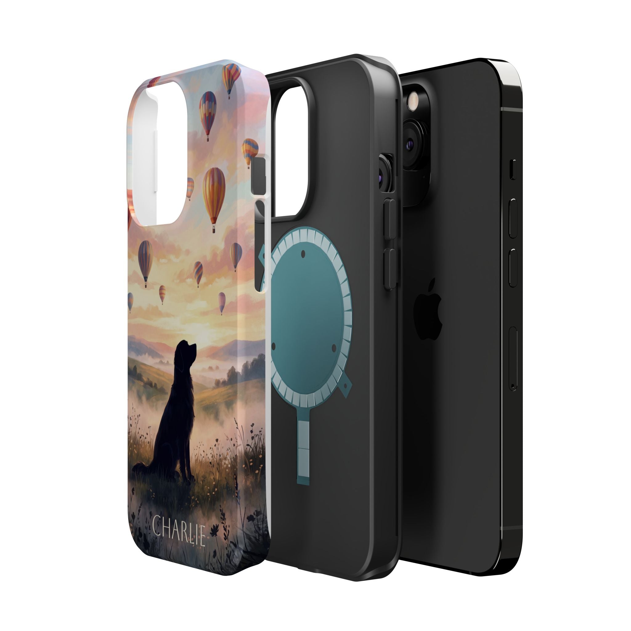Personalized Golden Retriever Hot Air Balloon Phone Case — Wireless Charging Cover